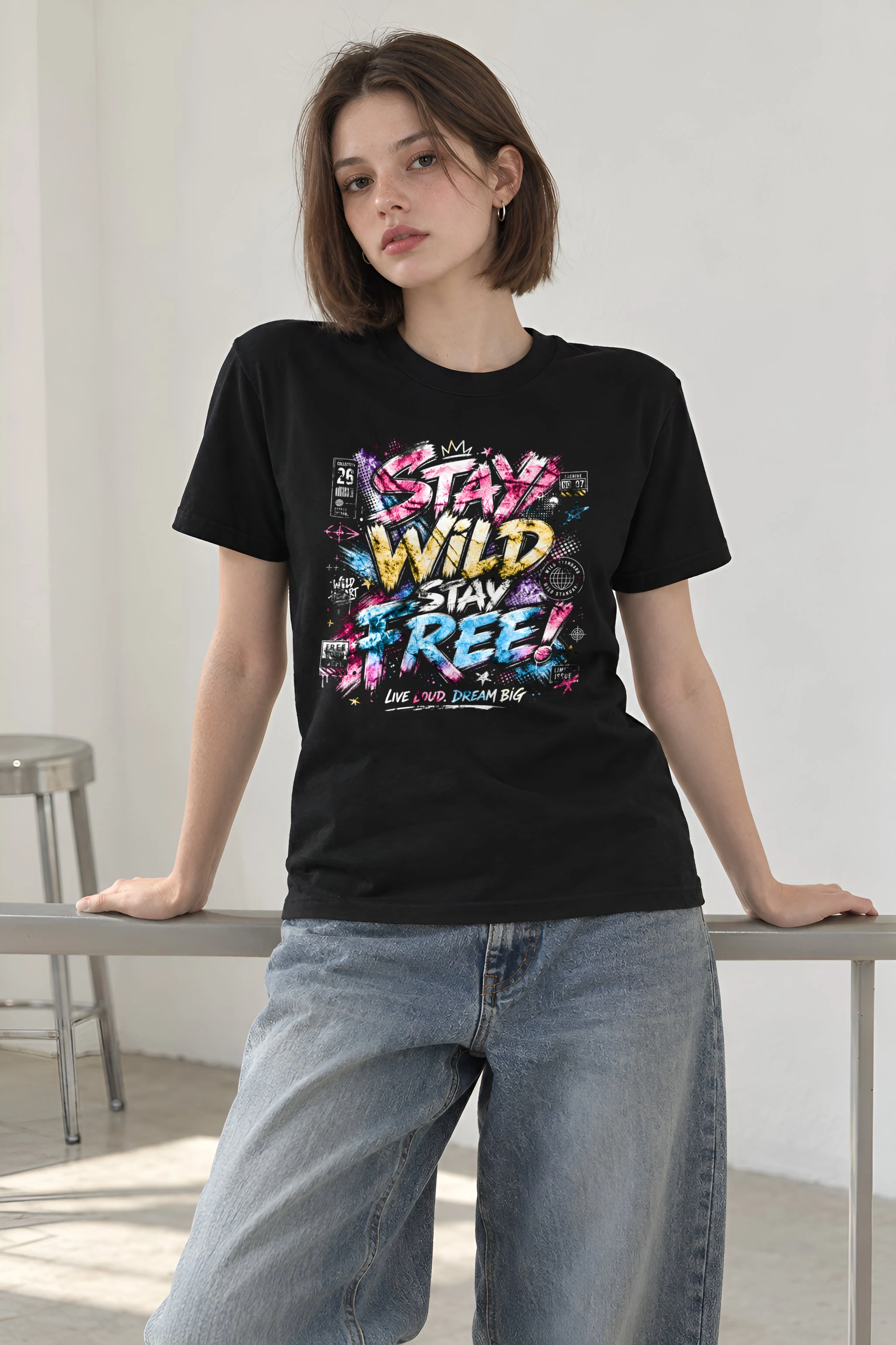 "Free Loud Dream" Heavyweight Unisex Crewneck T-shirt