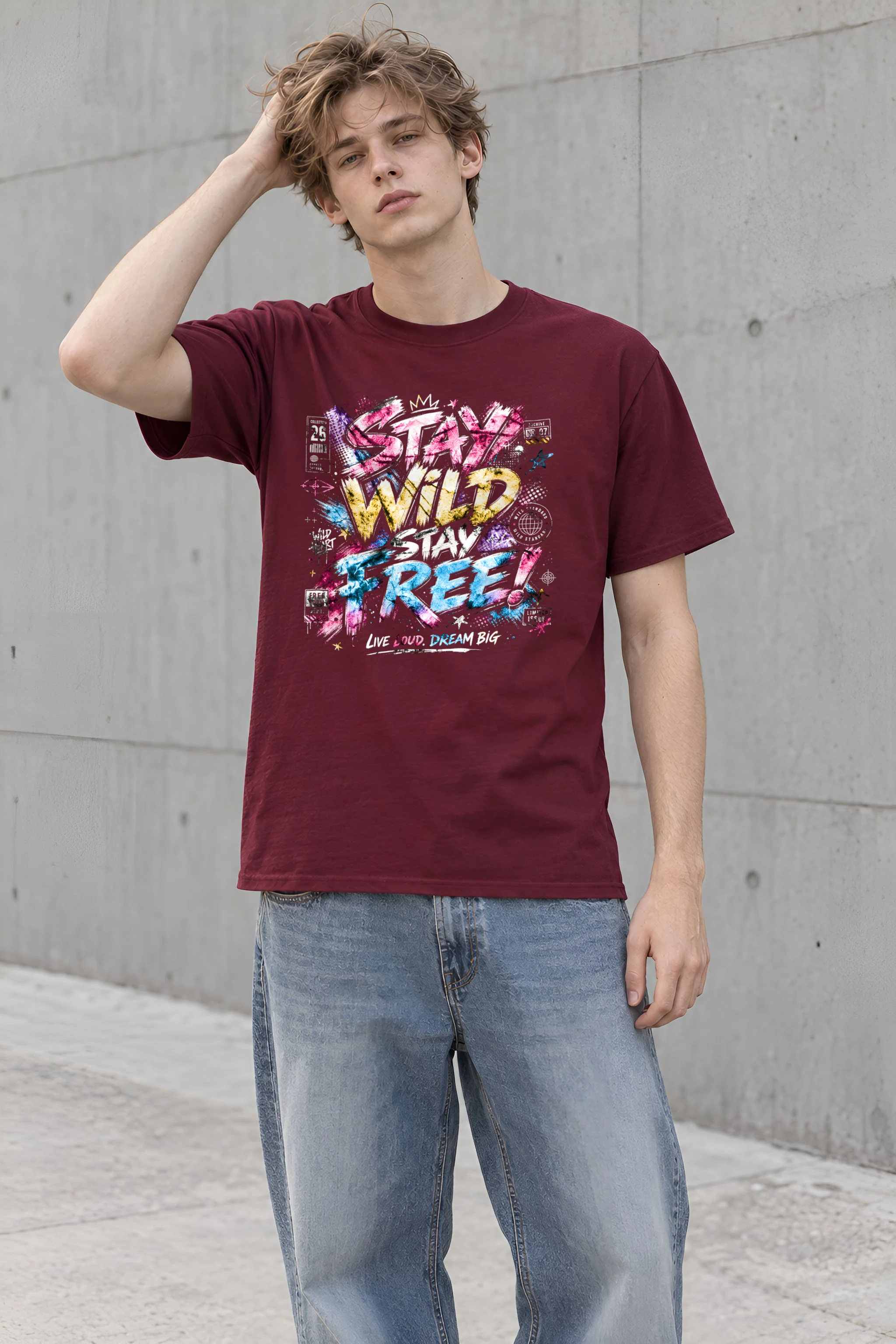 "Free Loud Dream" Heavyweight Unisex Crewneck T-shirt