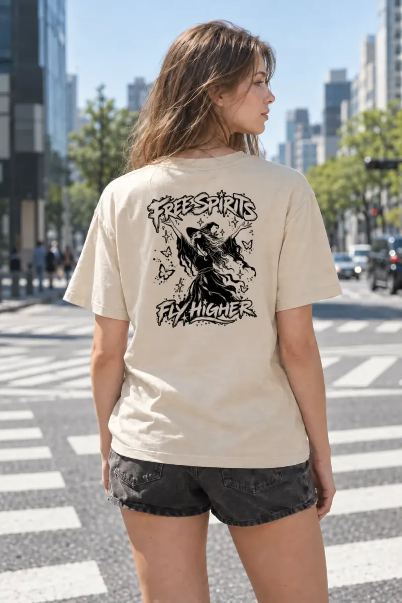 "Free Spirit Fly Higher" Heavyweight Unisex Crewneck T-shirt | Gildan 5000