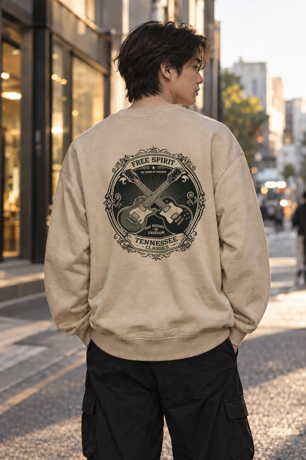 "Free Spirit Guitars" Heavy Blend Unisex Crewneck Sweatshirt | Gildan 18000