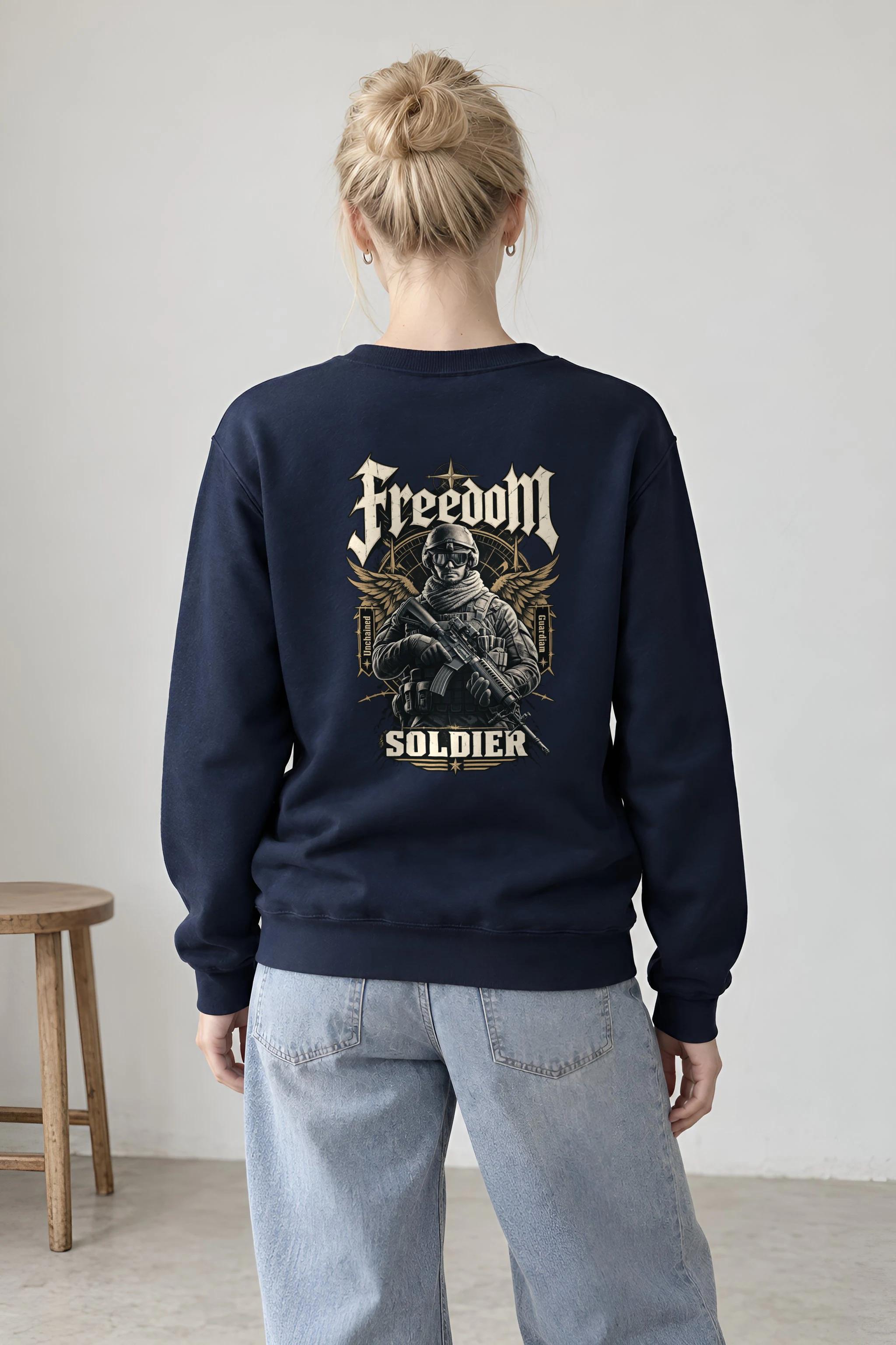 "Freedom Unchained Soldier" 1 Crewneck Sweatshirt