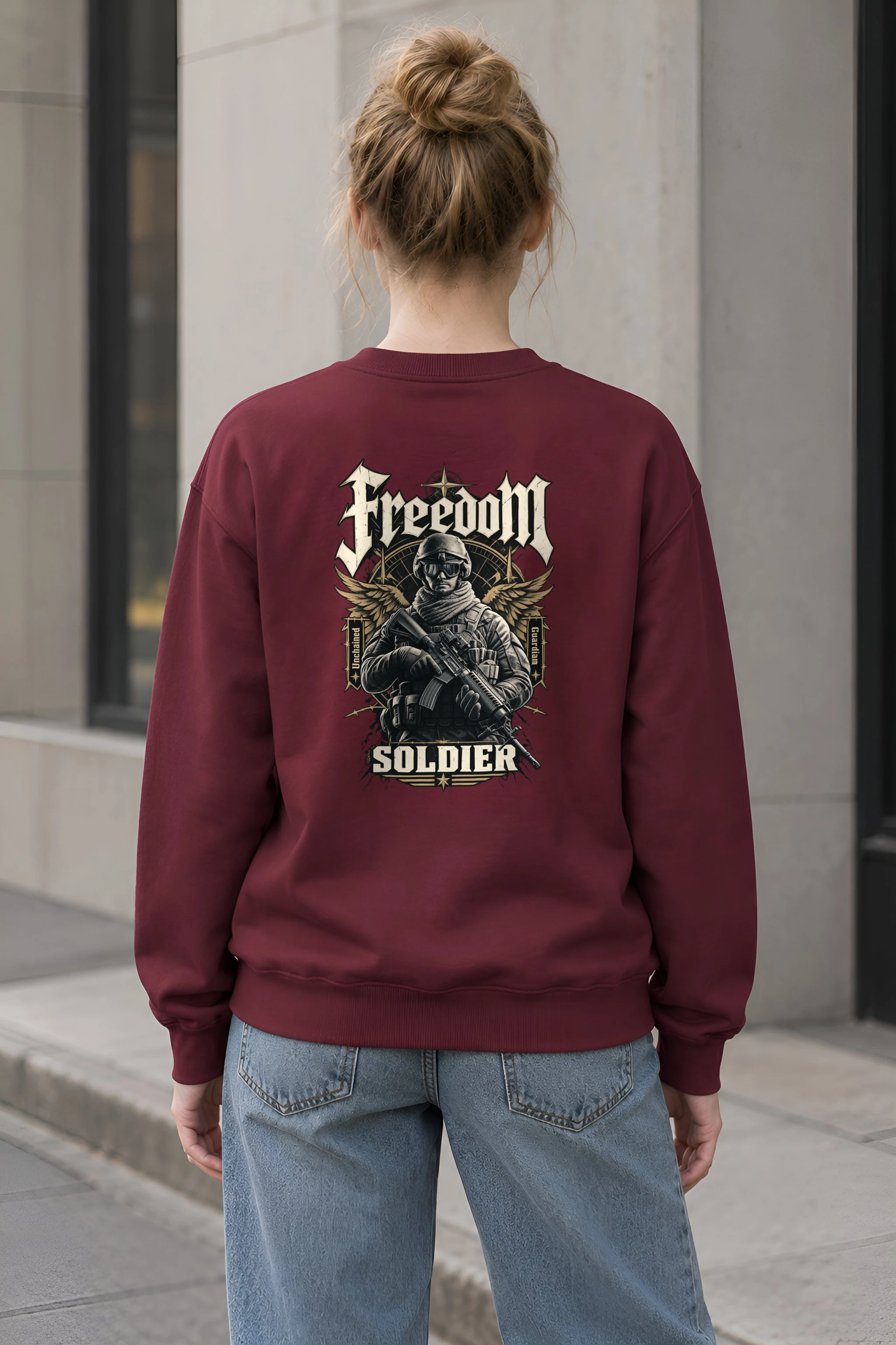 "Freedom Unchained Soldier" 1 Crewneck Sweatshirt