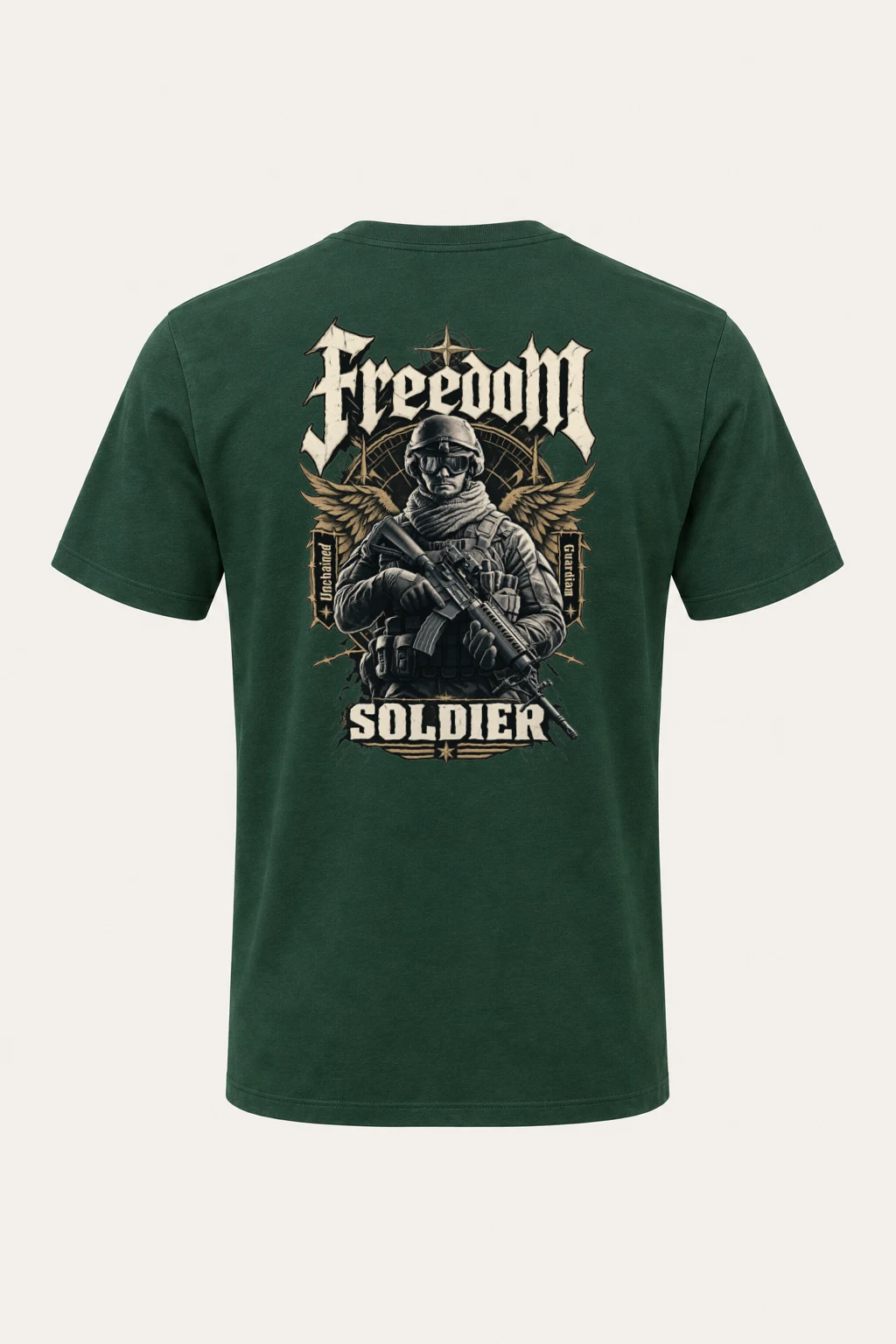 "Freedom Unchained Soldier" Heavyweight Unisex Crewneck T-shirt | Gildan 5000