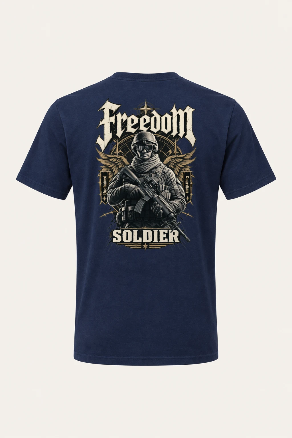 "Freedom Unchained Soldier" Heavyweight Unisex Crewneck T-shirt | Gildan 5000