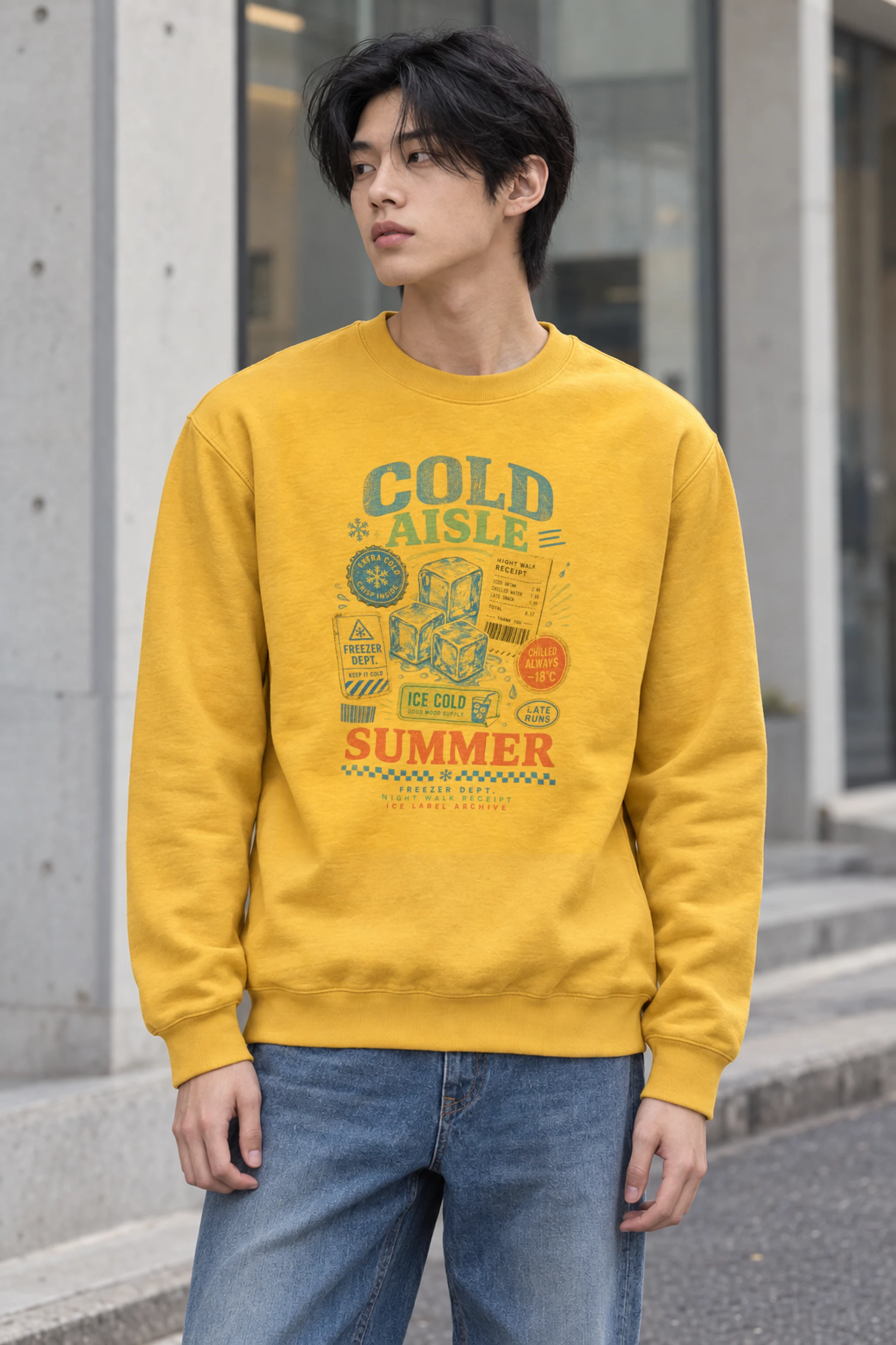"Freezer Dept. Night Walk" Heavy Blend Unisex Crewneck Sweatshirt