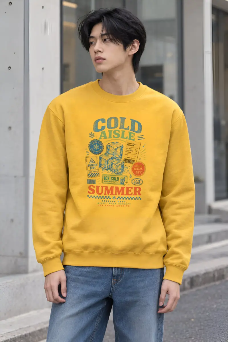 "Freezer Dept. Night Walk" Heavy Blend Unisex Crewneck Sweatshirt