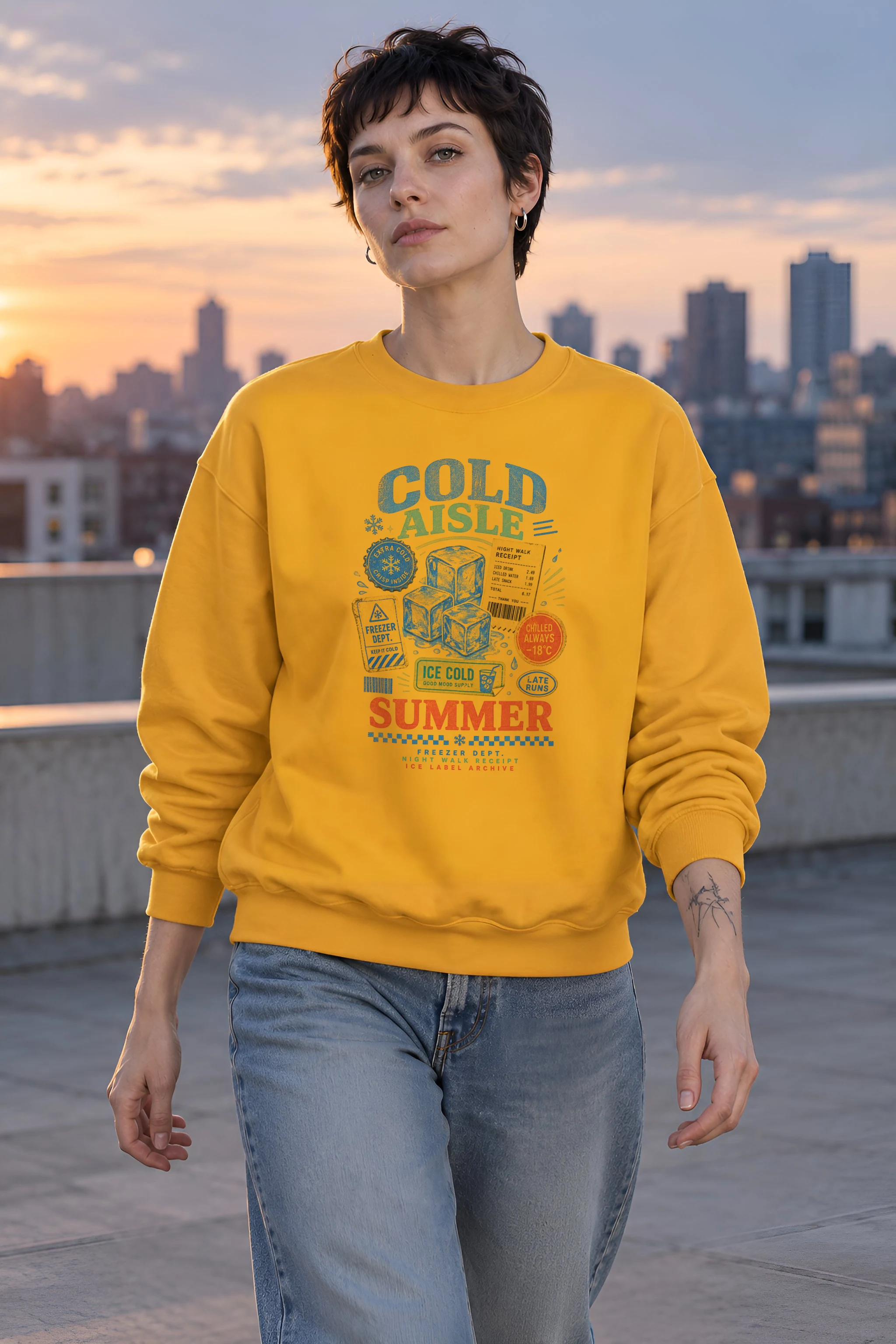 "Freezer Dept. Night Walk" 1 Crewneck Sweatshirt