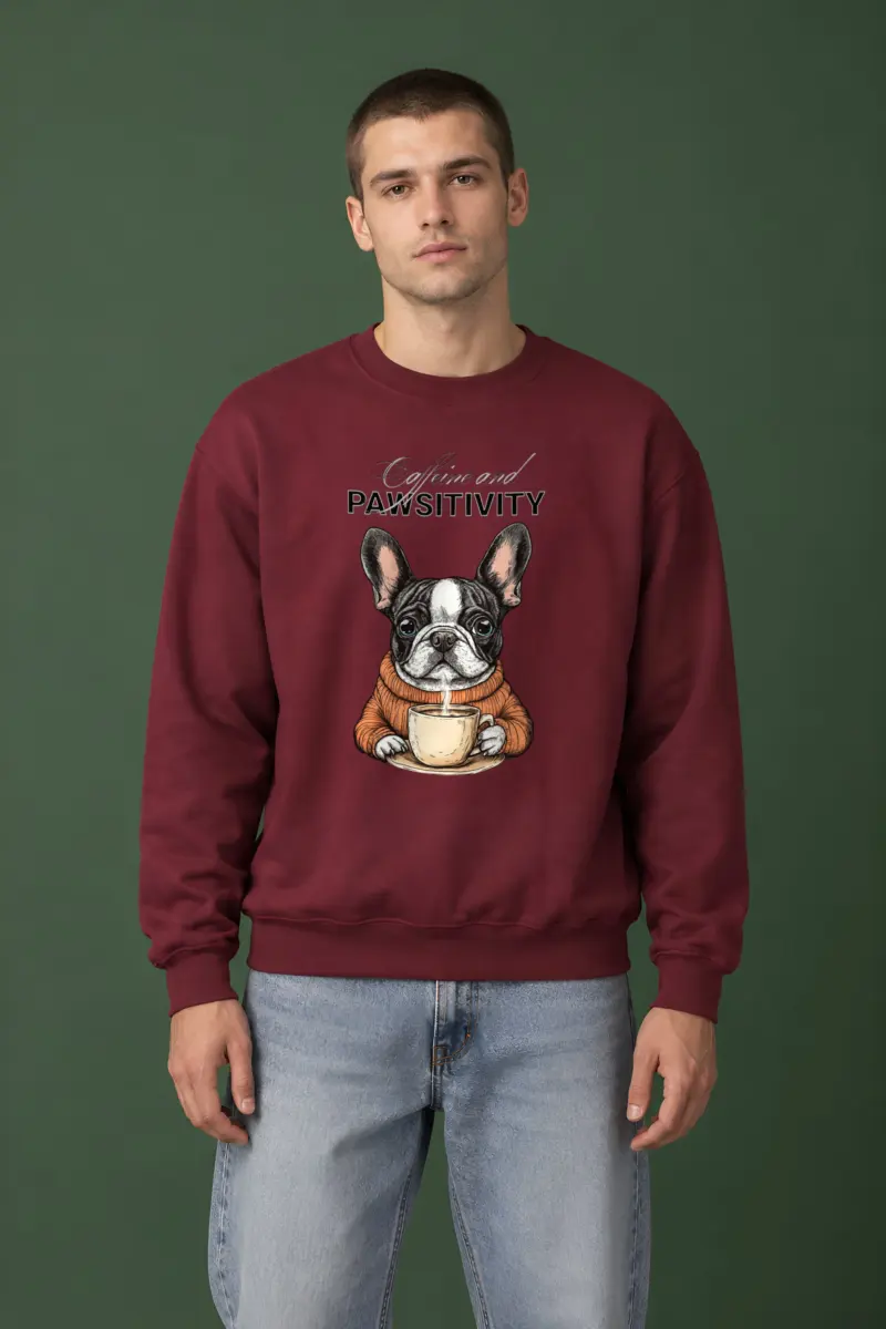 "Frenchie Coffee Cup" Heavy Blend Unisex Crewneck Sweatshirt