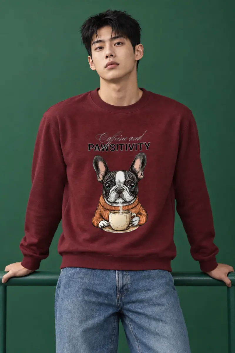 "Frenchie Coffee Cup" Heavy Blend Unisex Crewneck Sweatshirt