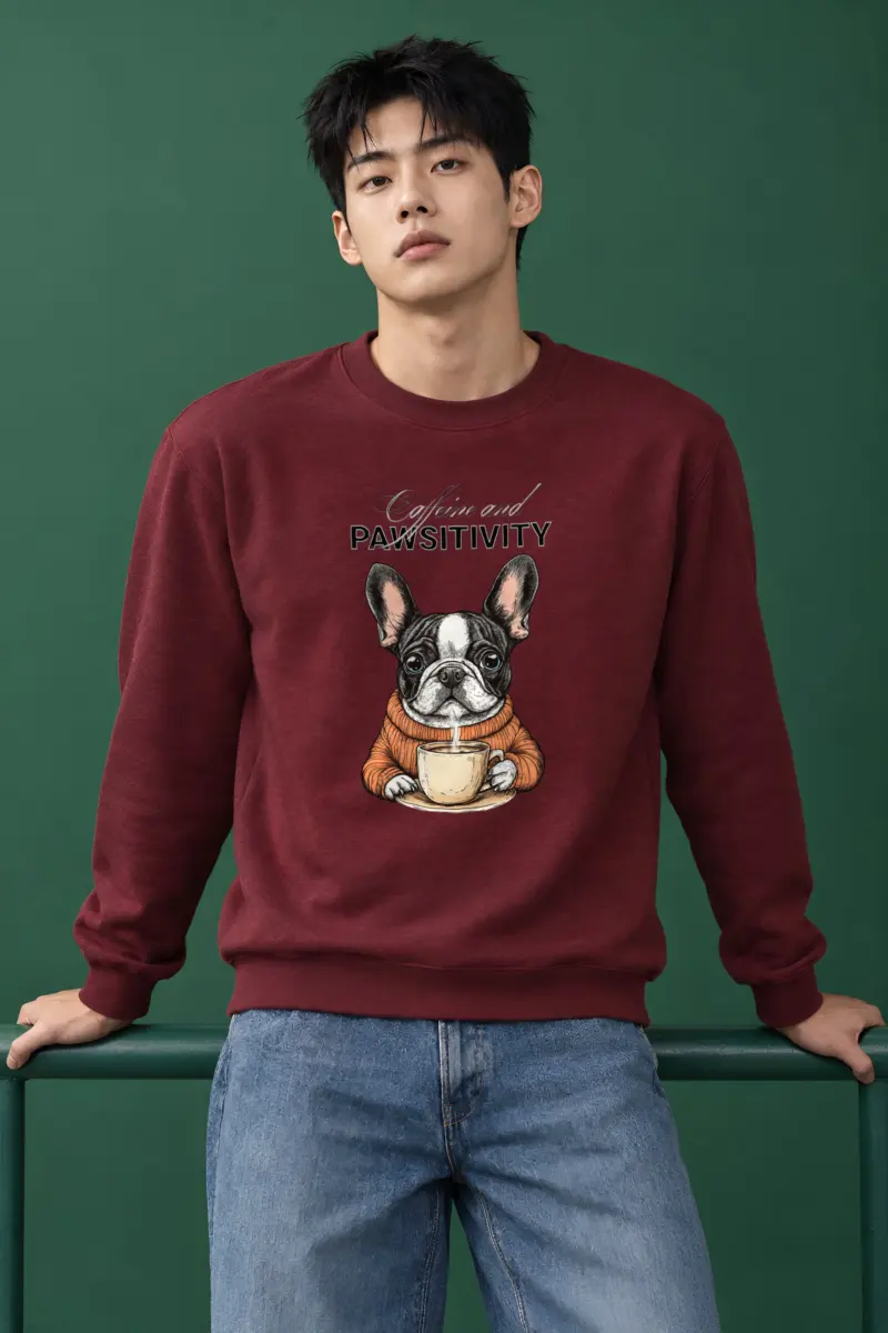 "Frenchie Coffee Cup" Heavy Blend Unisex Crewneck Sweatshirt