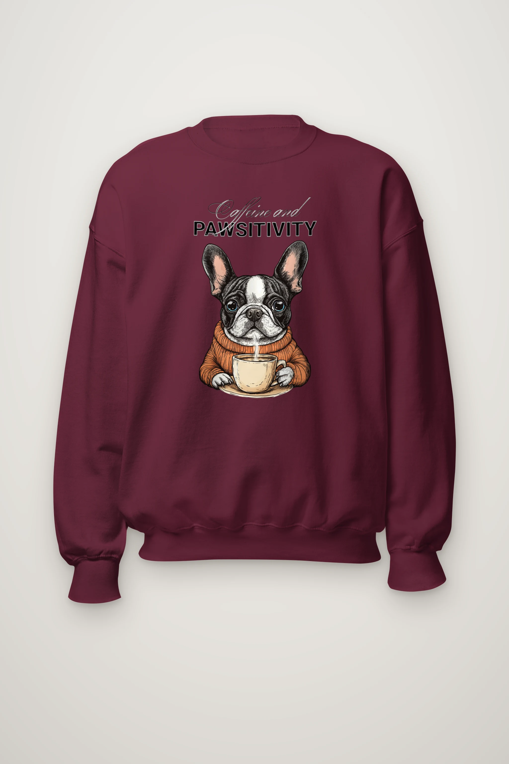 "Frenchie Coffee Cup" Heavy Blend Unisex Crewneck Sweatshirt