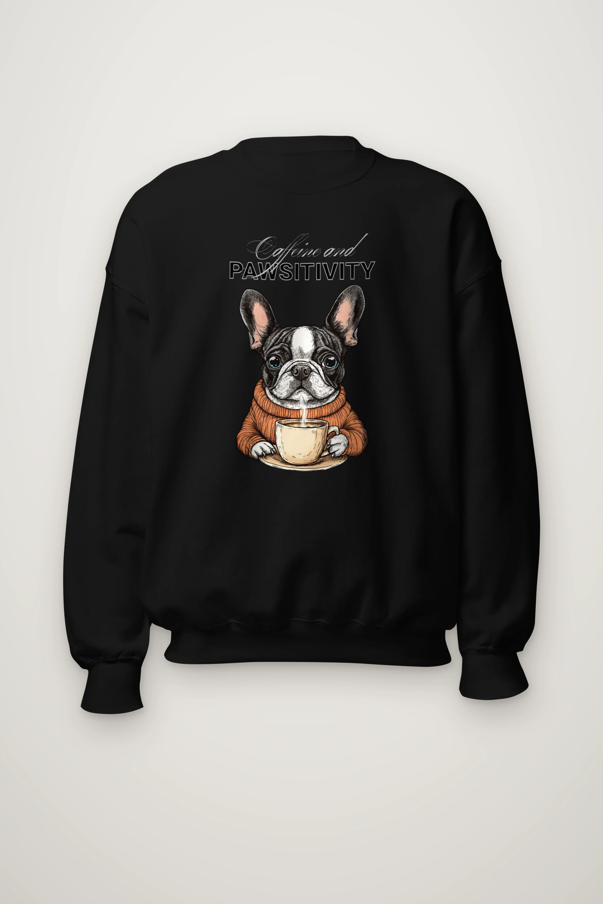 "Frenchie Coffee Cup" Heavy Blend Unisex Crewneck Sweatshirt