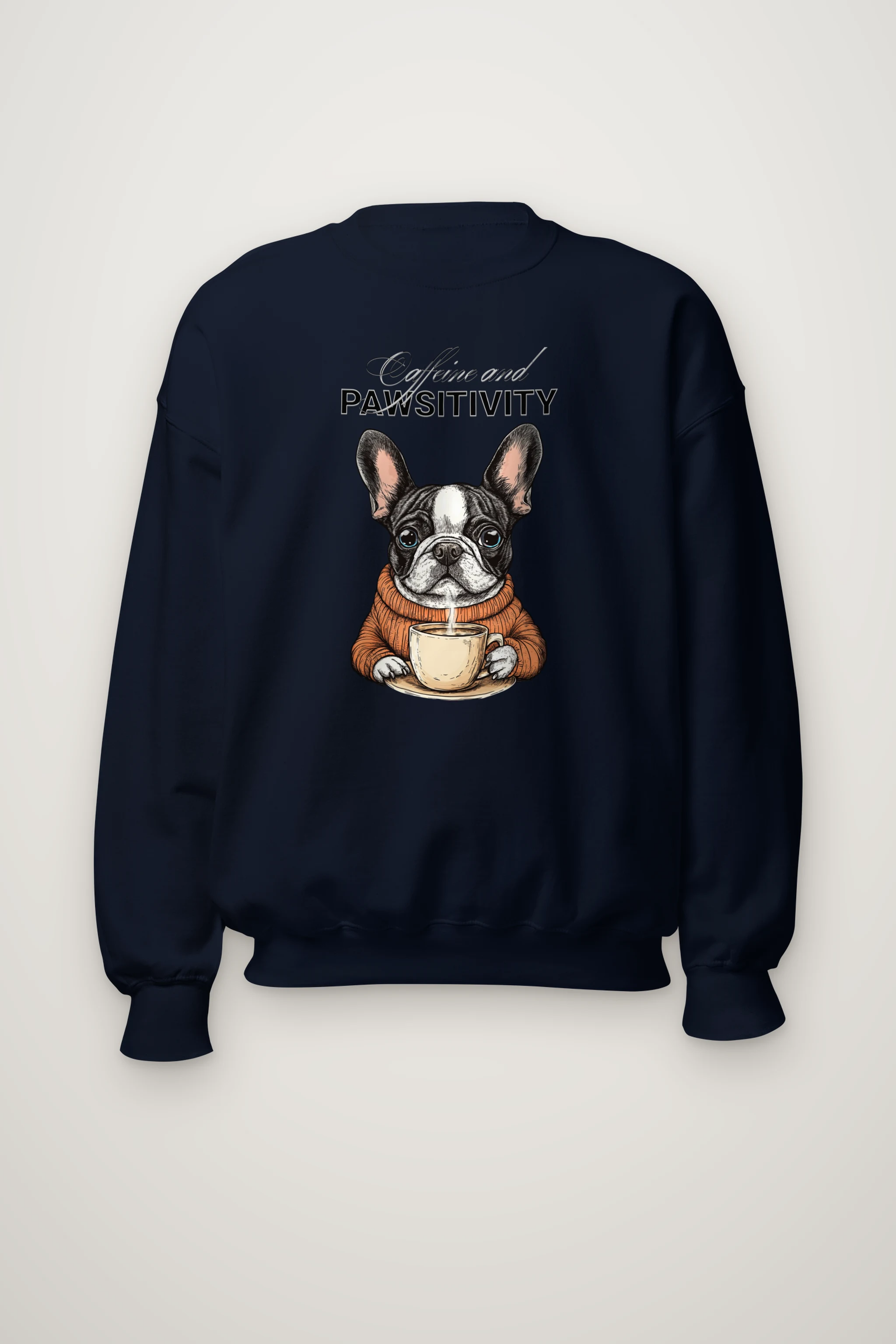 "Frenchie Coffee Cup" Heavy Blend Unisex Crewneck Sweatshirt