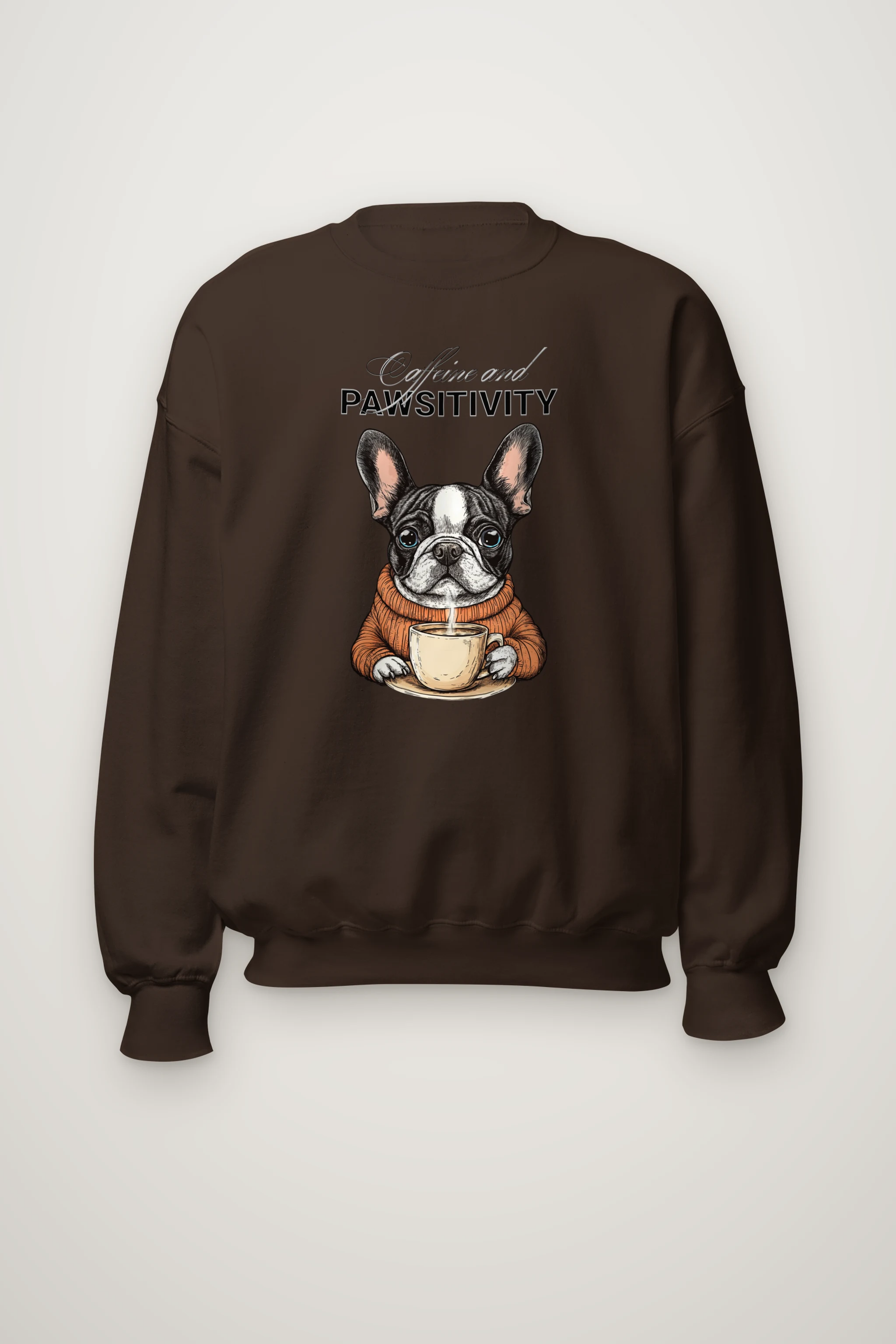 "Frenchie Coffee Cup" Heavy Blend Unisex Crewneck Sweatshirt