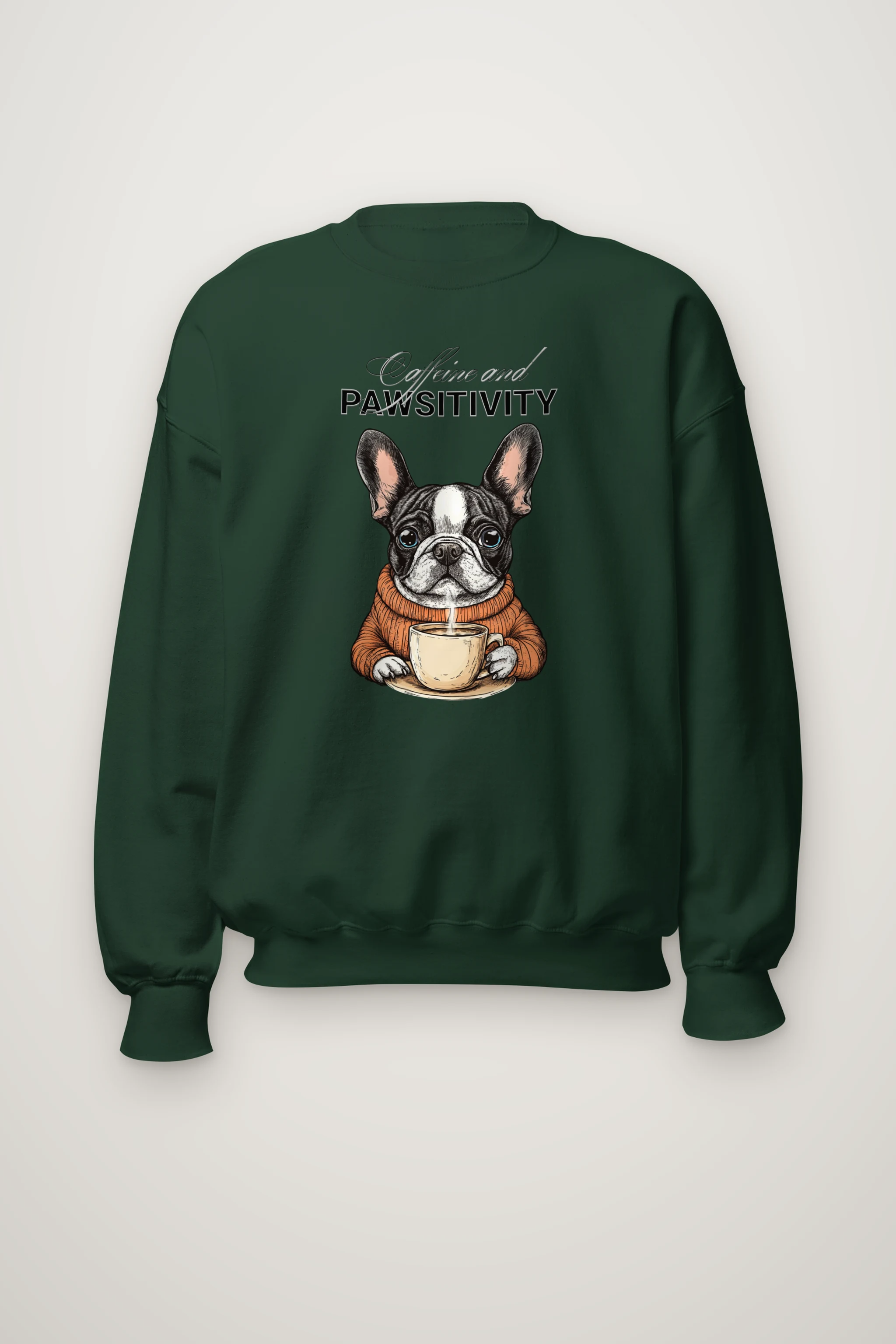"Frenchie Coffee Cup" Heavy Blend Unisex Crewneck Sweatshirt