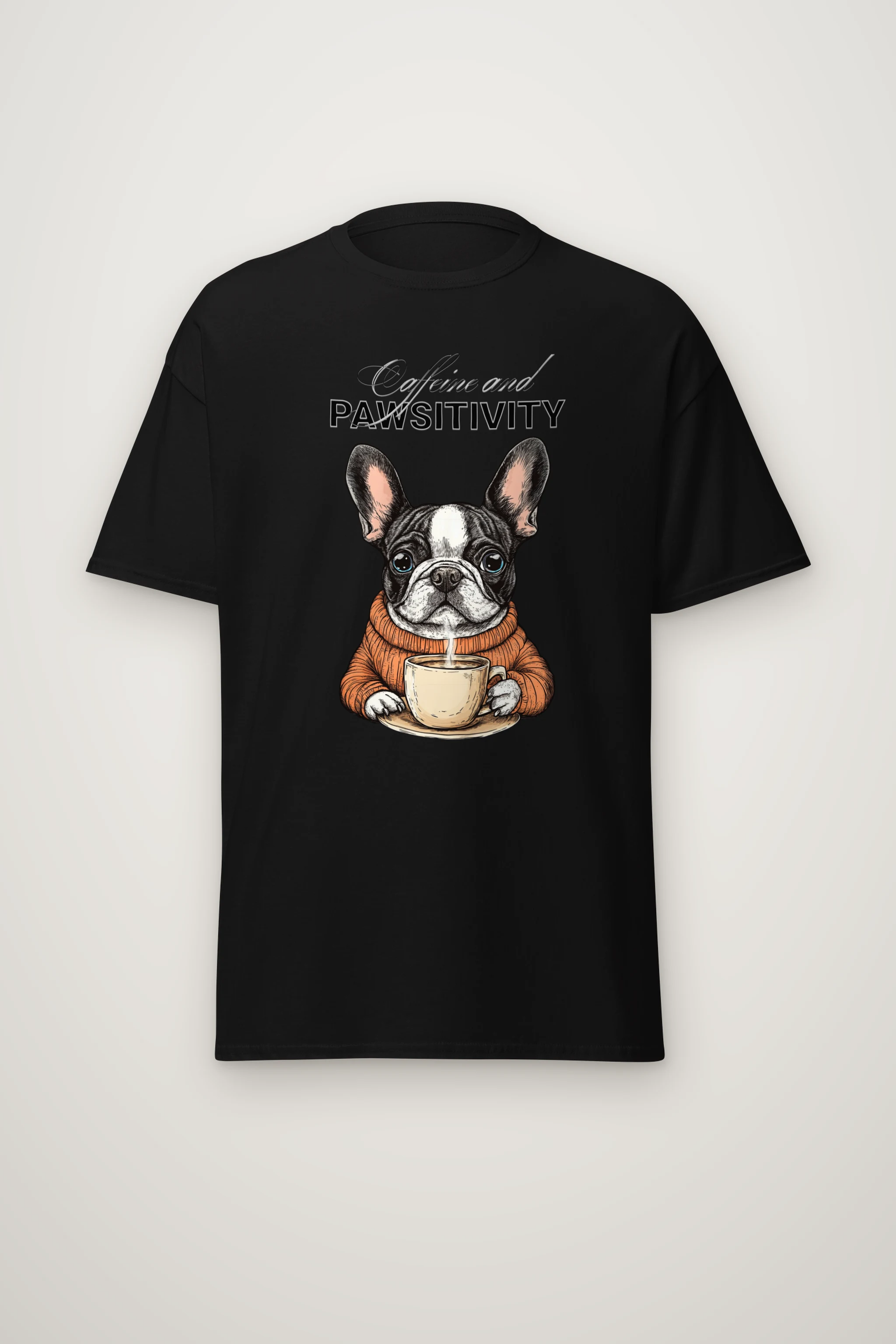 "Frenchie Coffee Cup" Heavyweight Unisex Crewneck T-shirt
