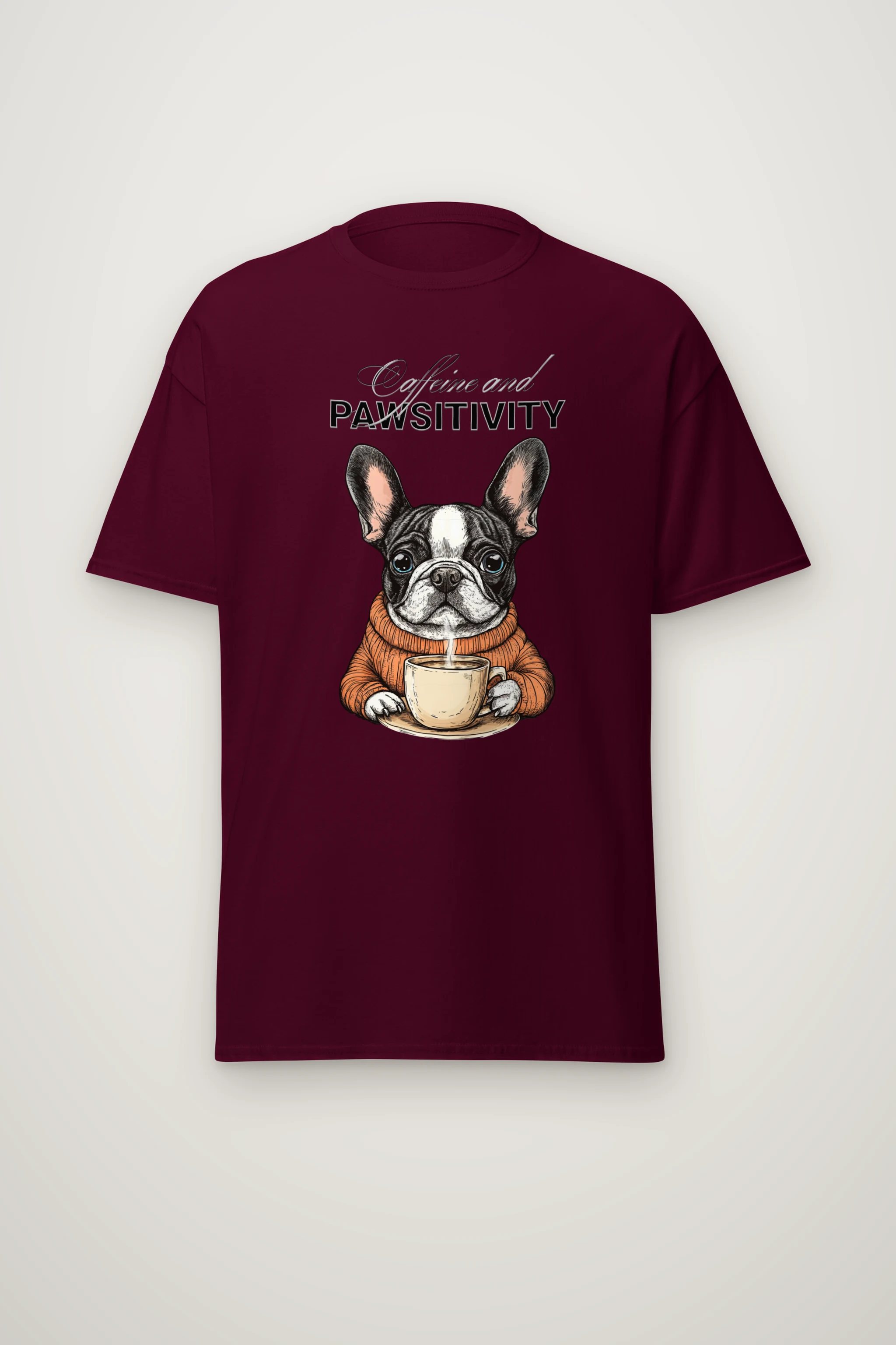 "Frenchie Coffee Cup" Heavyweight Unisex Crewneck T-shirt