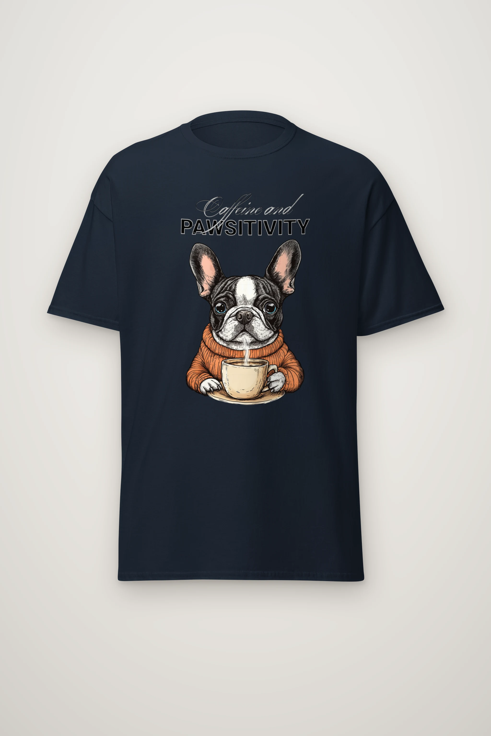 "Frenchie Coffee Cup" Heavyweight Unisex Crewneck T-shirt
