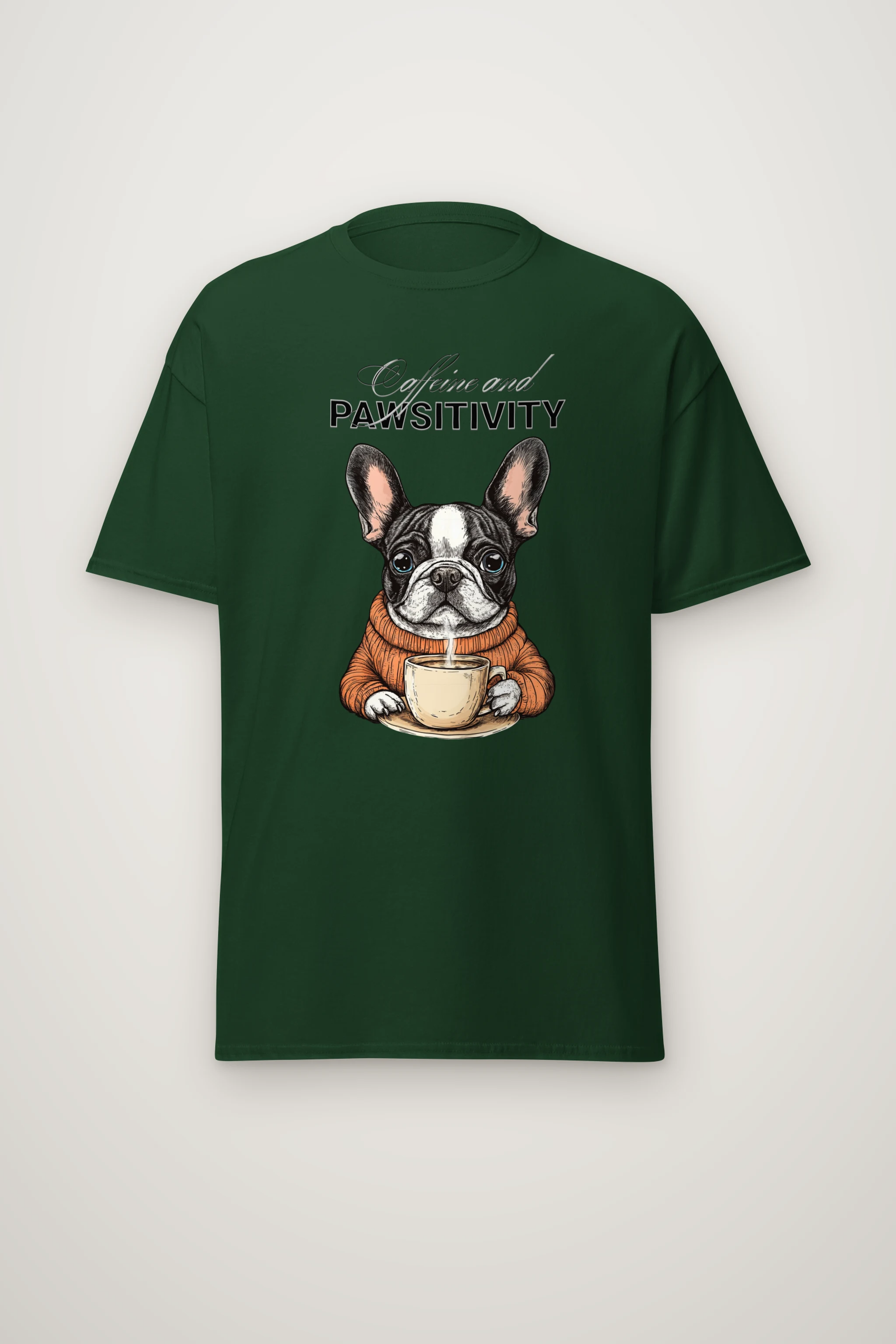 "Frenchie Coffee Cup" Heavyweight Unisex Crewneck T-shirt