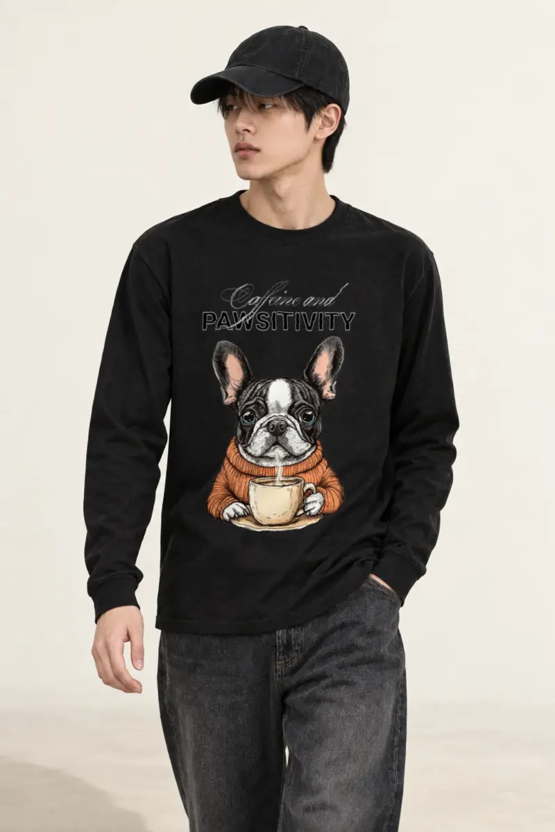 "Frenchie Coffee Cup" Unisex Longsleeve T-shirt | Gildan 2400