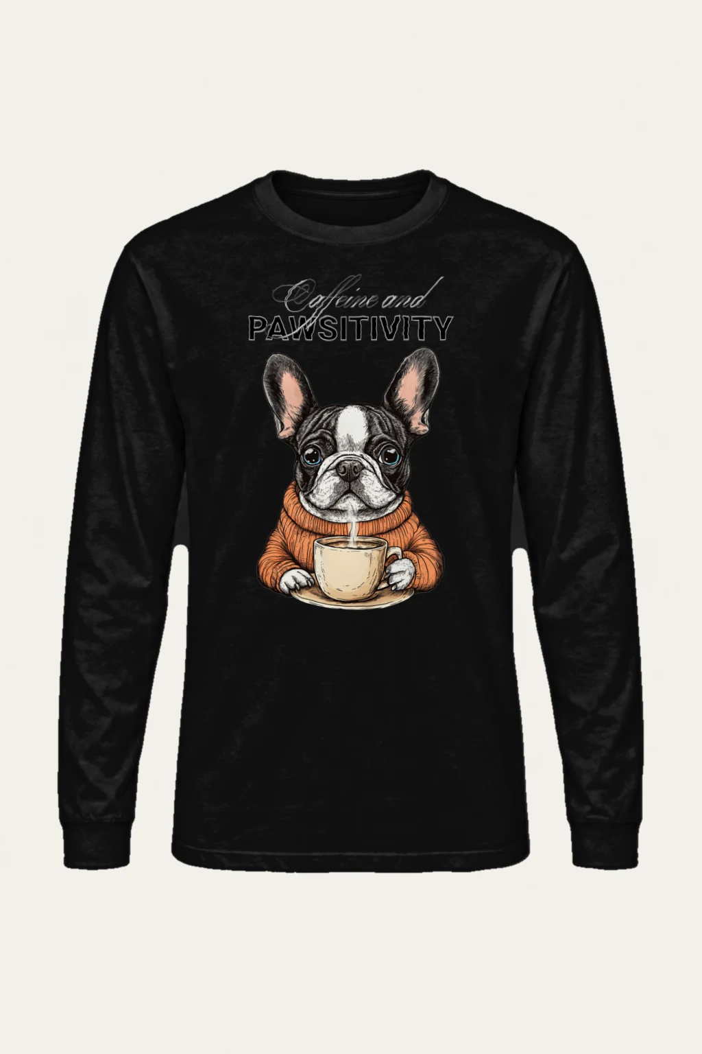 "Frenchie Coffee Cup" Unisex Longsleeve T-shirt | Gildan 2400
