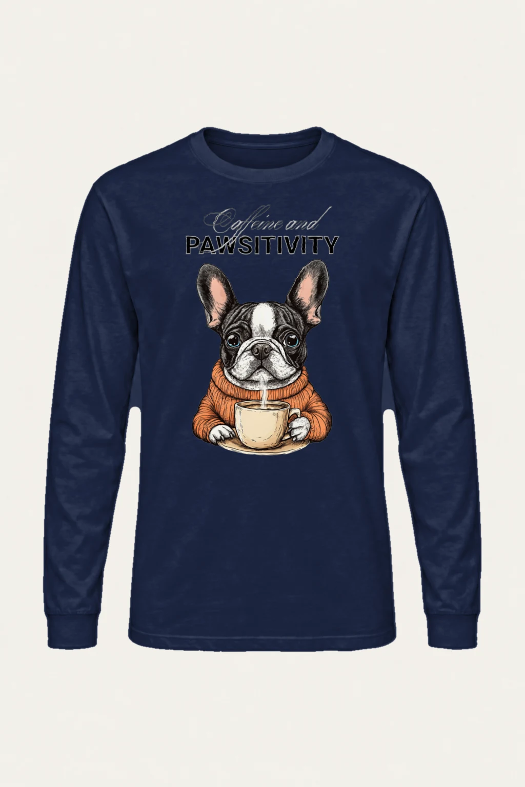 "Frenchie Coffee Cup" Unisex Longsleeve T-shirt | Gildan 2400