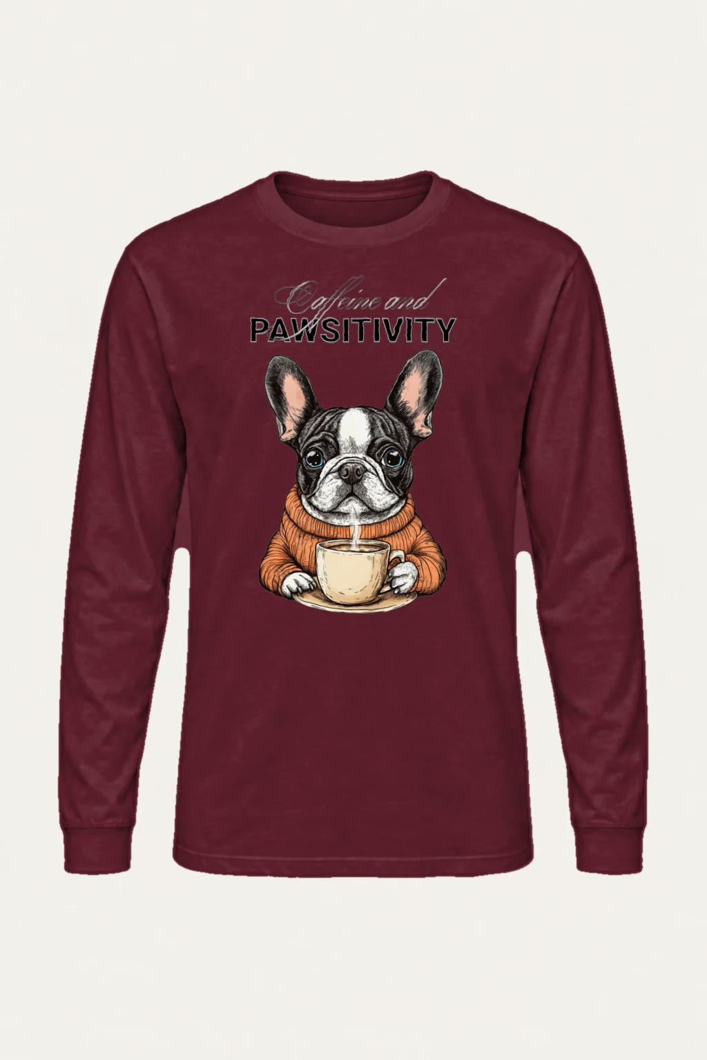 "Frenchie Coffee Cup" Unisex Longsleeve T-shirt | Gildan 2400