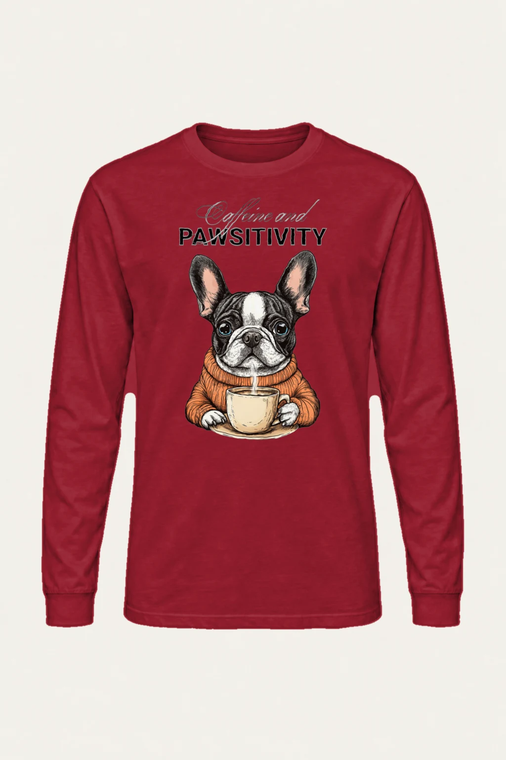 "Frenchie Coffee Cup" Unisex Longsleeve T-shirt | Gildan 2400