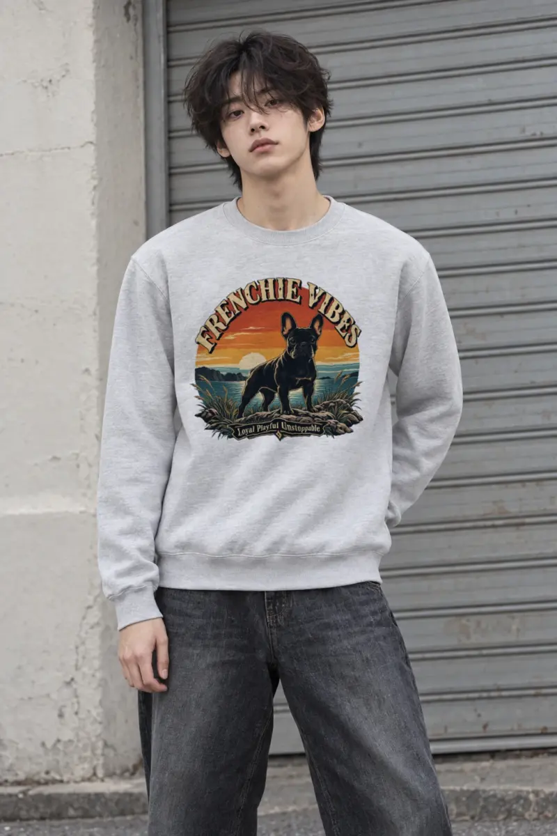 "Frenchie Vibes" Heavy Blend Unisex Crewneck Sweatshirt | Gildan 18000