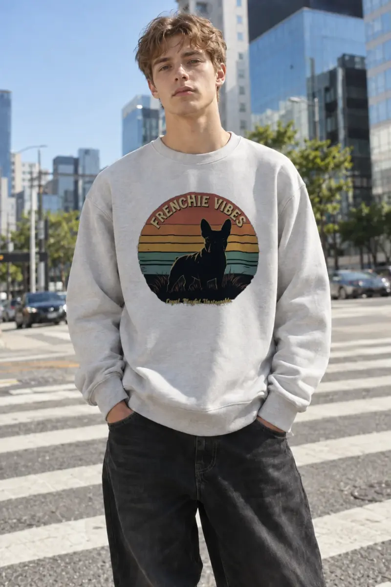 “Frenchie Vibes” Heavy Blend Unisex Crewneck Sweatshirt | Gildan 18000