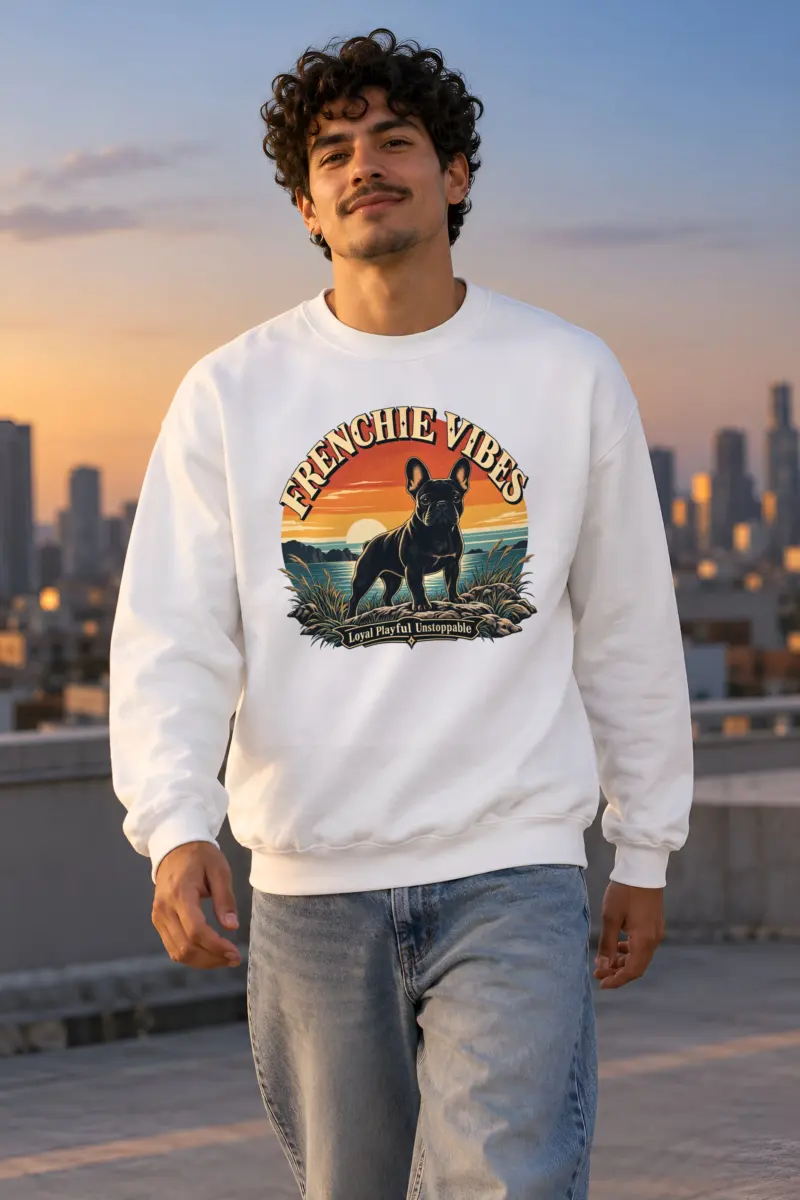 "Frenchie Vibes" Heavy Blend Unisex Crewneck Sweatshirt