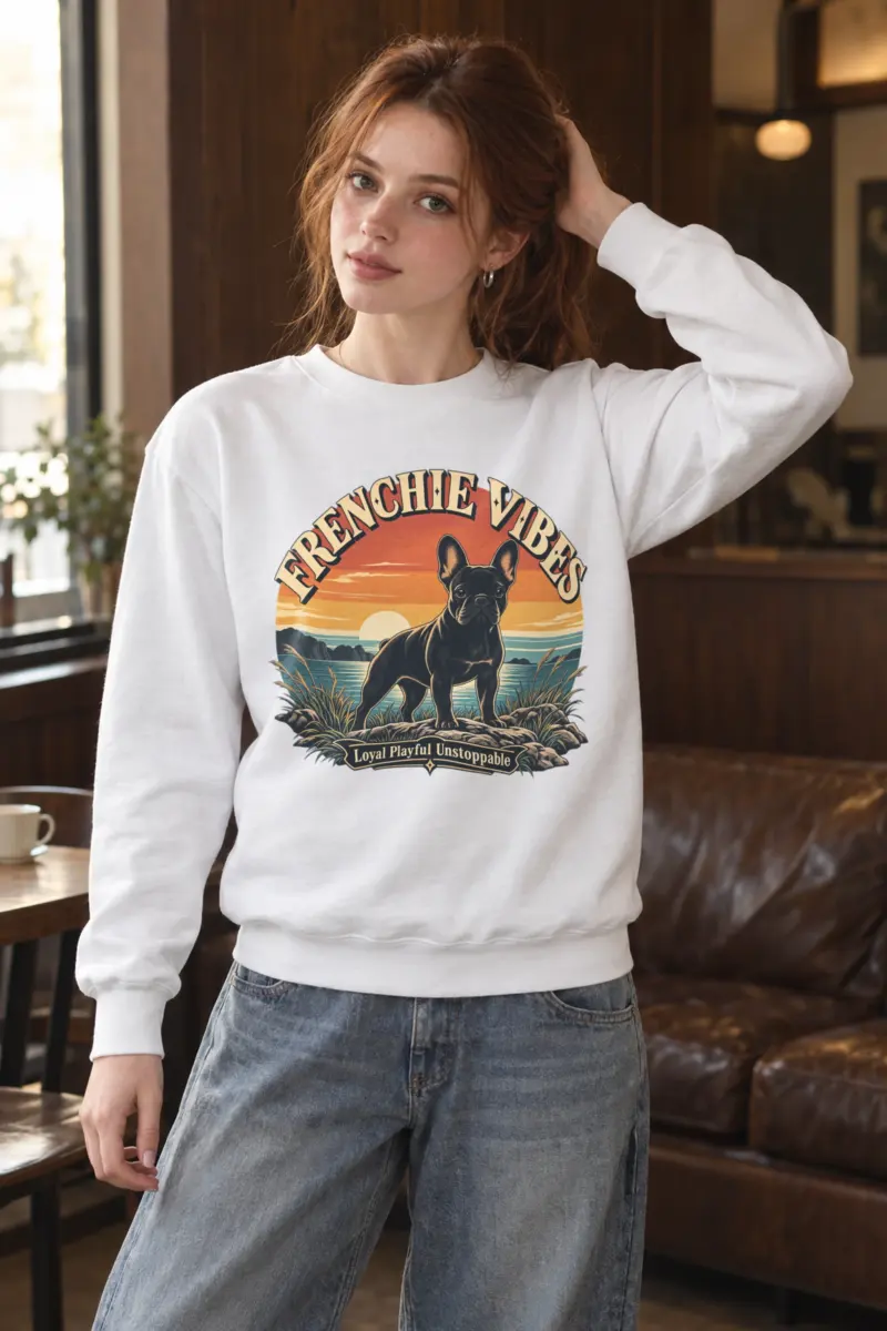 "Frenchie Vibes" Heavy Blend Unisex Crewneck Sweatshirt