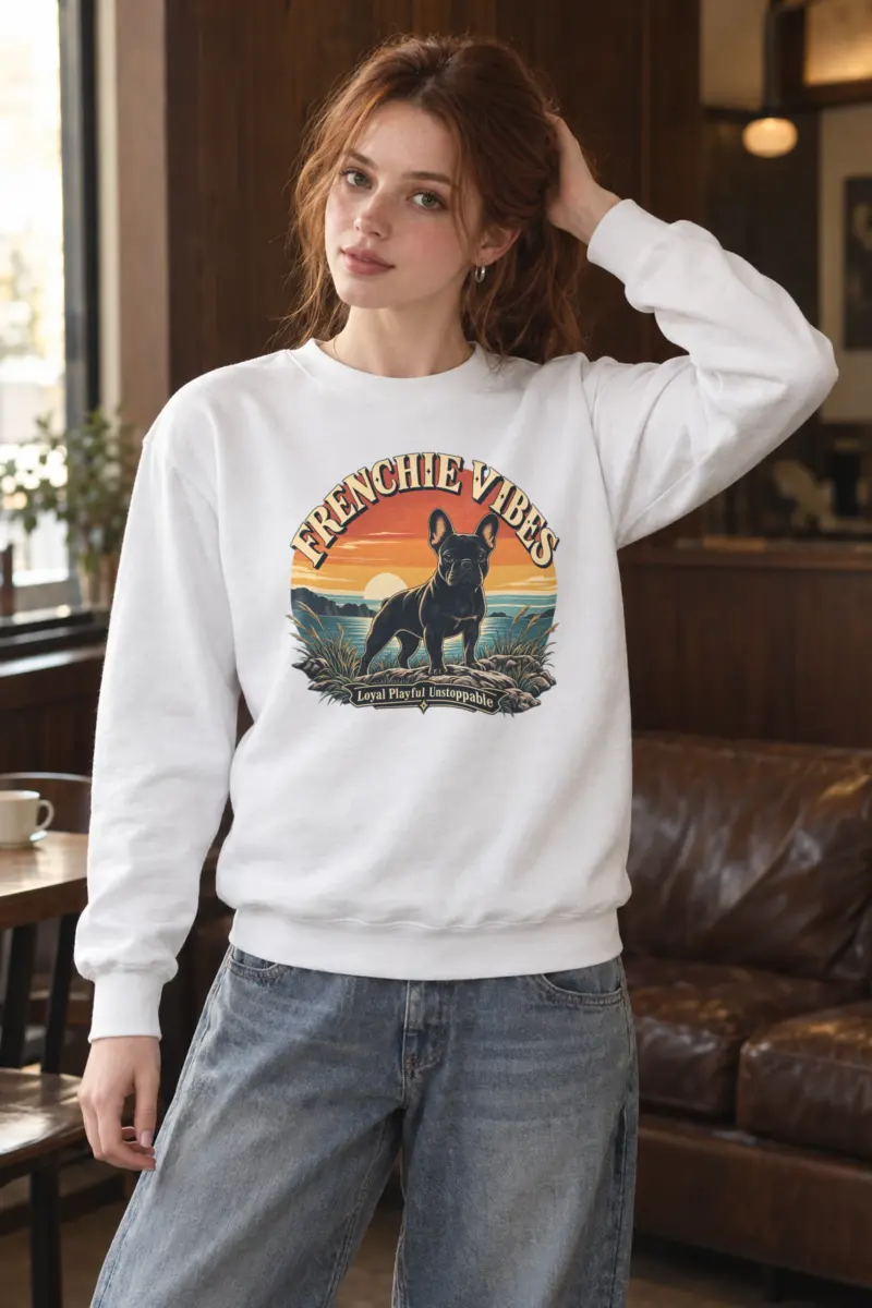 "Frenchie Vibes" Heavy Blend Unisex Crewneck Sweatshirt
