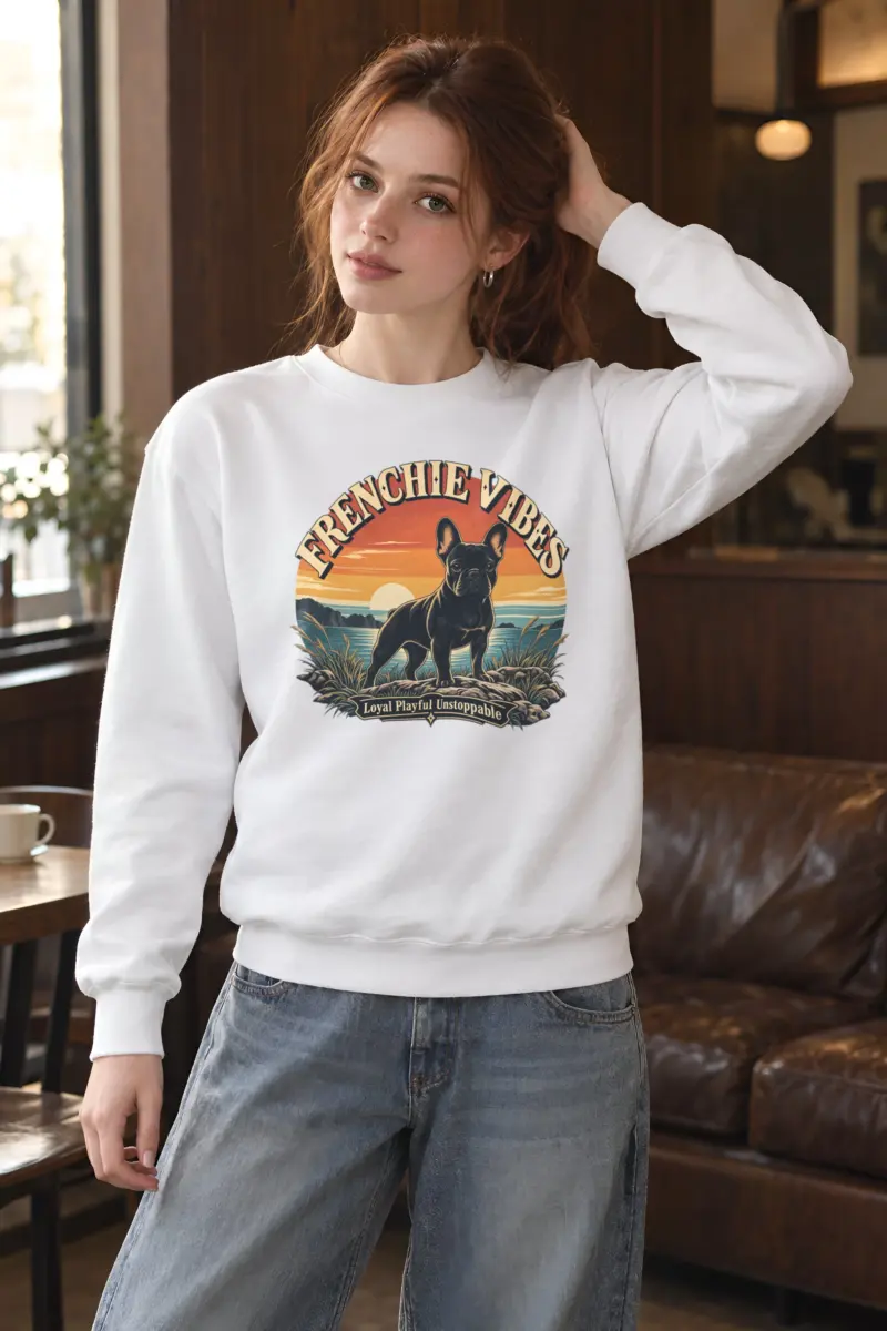 "Frenchie Vibes" Heavy Blend Unisex Crewneck Sweatshirt