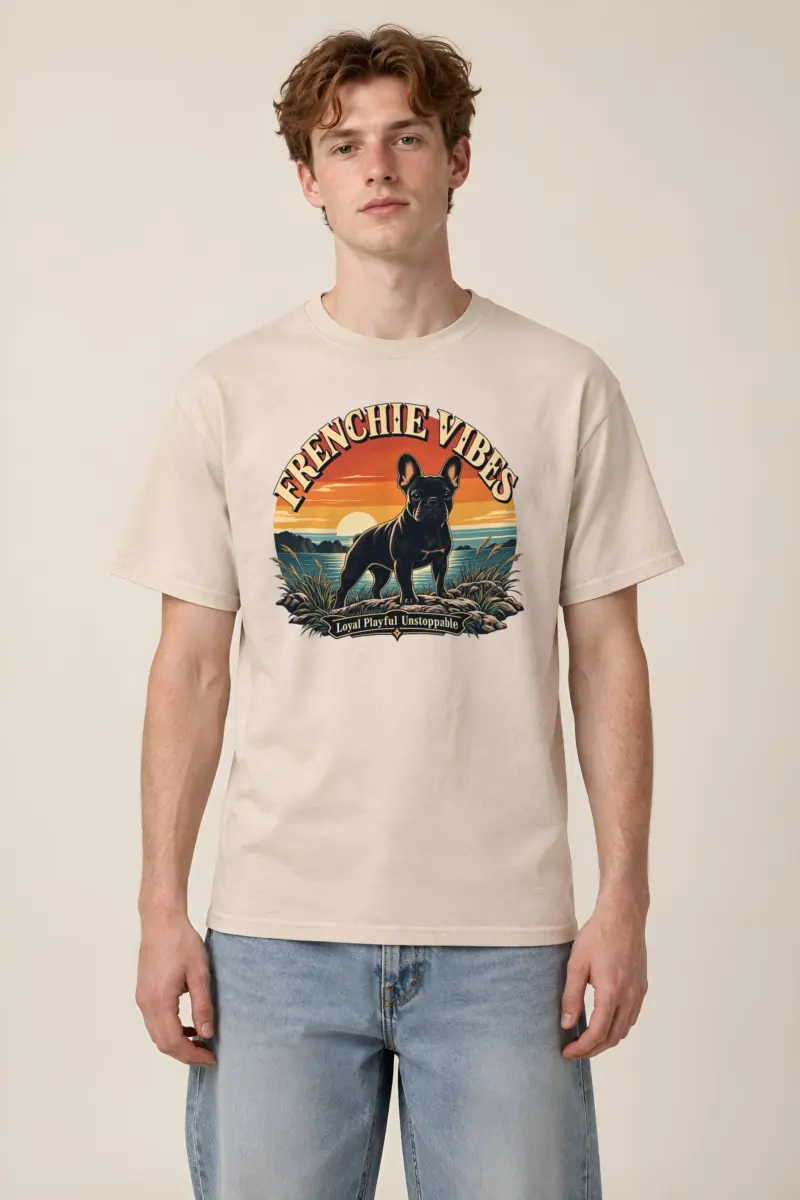 "Frenchie Vibes" Heavyweight Unisex Crewneck T-shirt