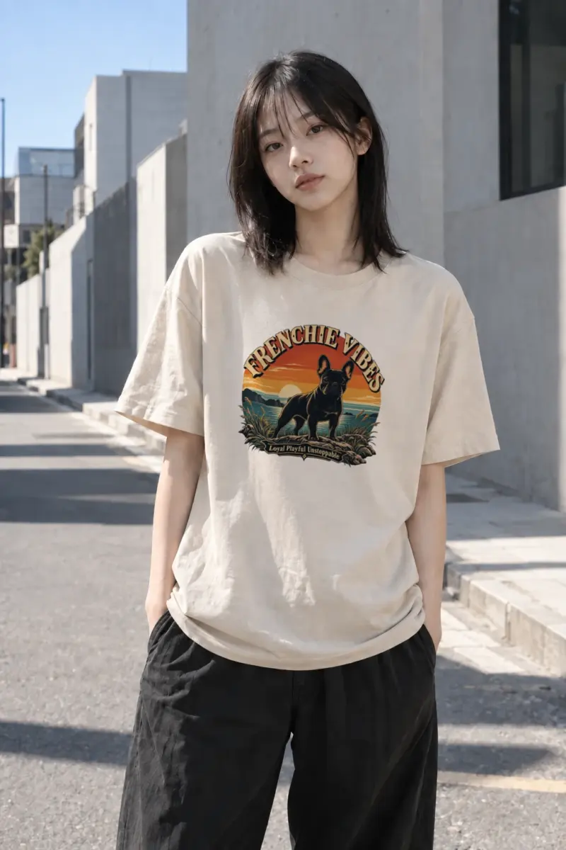 "Frenchie Vibes" Heavyweight Unisex Crewneck T-shirt | Gildan 5000