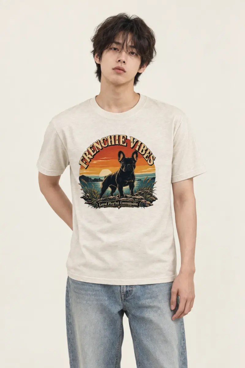 "Frenchie Vibes" Heavyweight Unisex Crewneck T-shirt