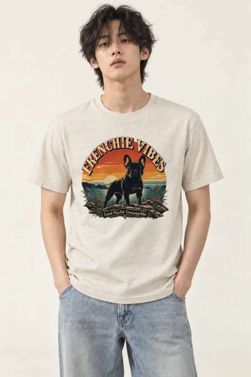 "Frenchie Vibes" Heavyweight Unisex Crewneck T-shirt | Gildan 5000
