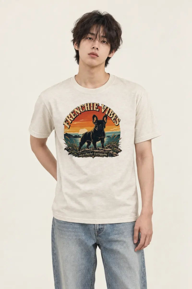 "Frenchie Vibes" Heavyweight Unisex Crewneck T-shirt