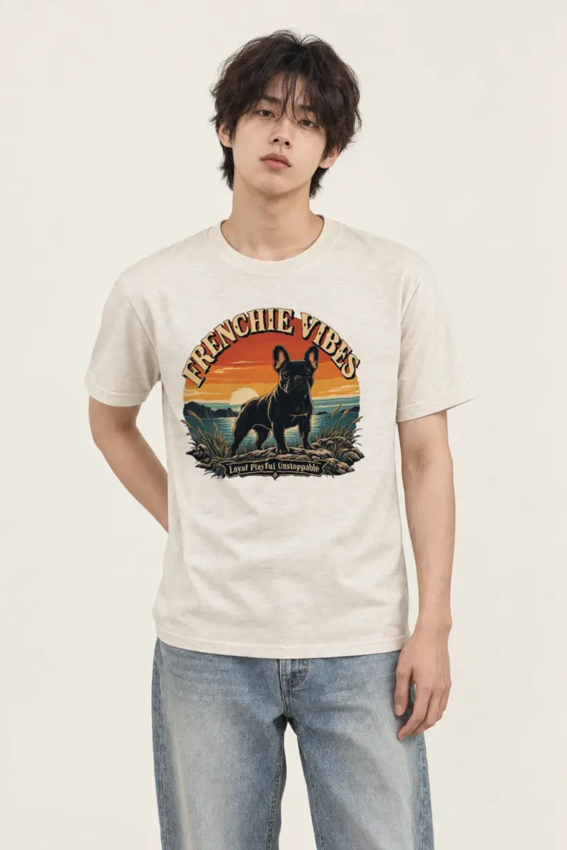 "Frenchie Vibes" Heavyweight Unisex Crewneck T-shirt