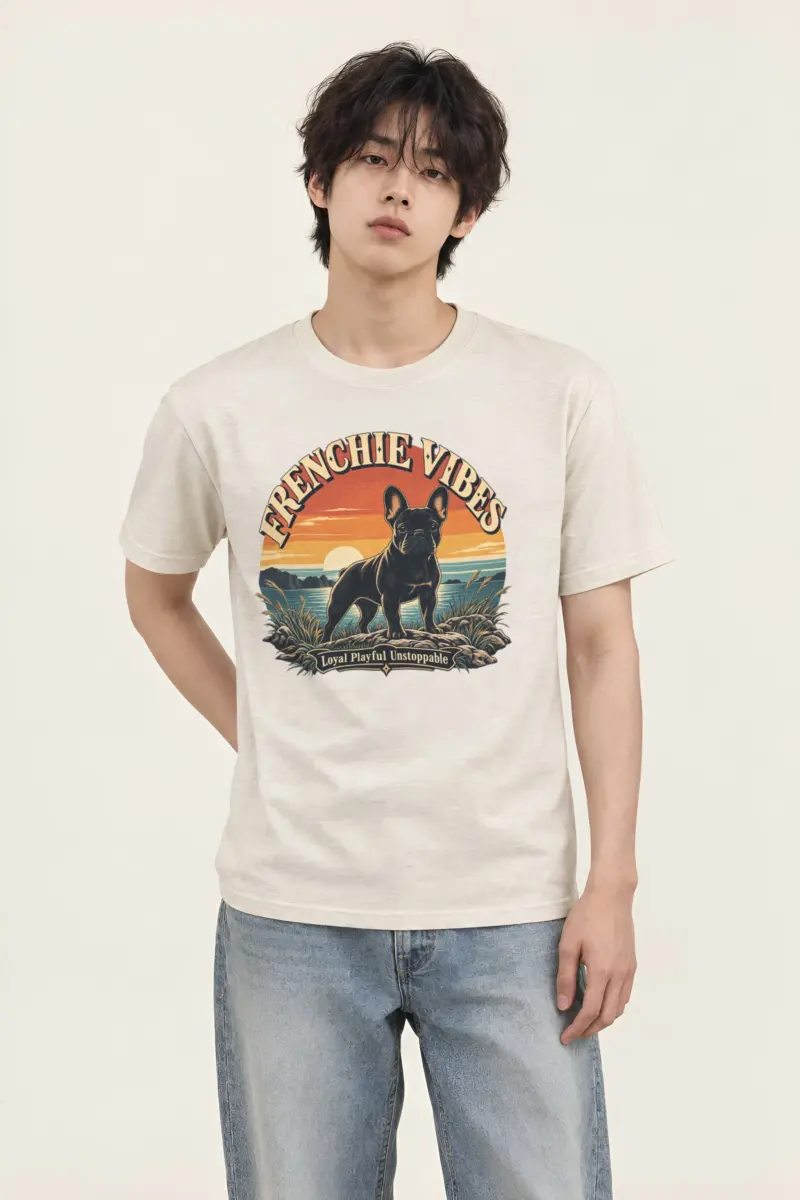 "Frenchie Vibes" Heavyweight Unisex Crewneck T-shirt