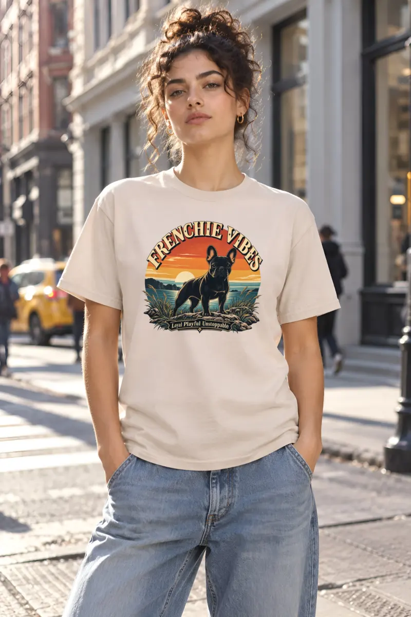 "Frenchie Vibes" Heavyweight Unisex Crewneck T-shirt