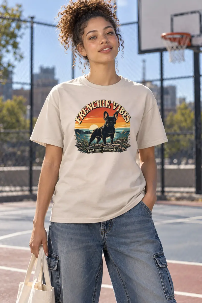 "Frenchie Vibes" Heavyweight Unisex Crewneck T-shirt