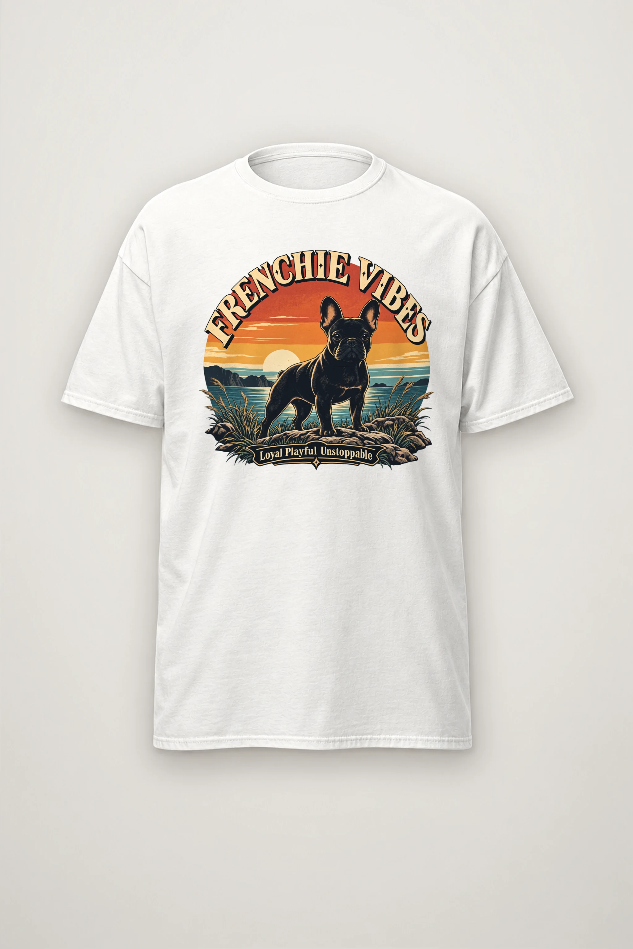 "Frenchie Vibes" Heavyweight Unisex Crewneck T-shirt