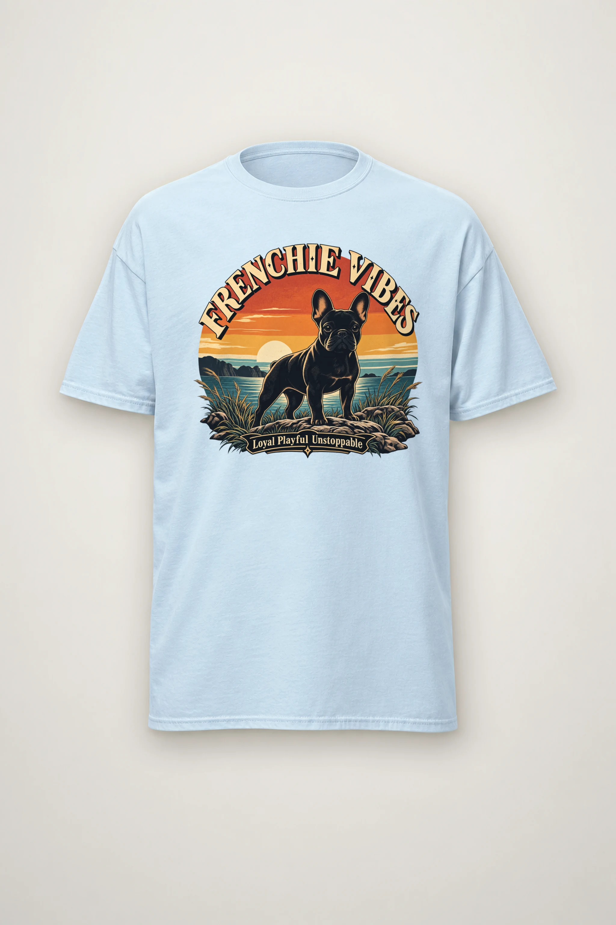 "Frenchie Vibes" Heavyweight Unisex Crewneck T-shirt