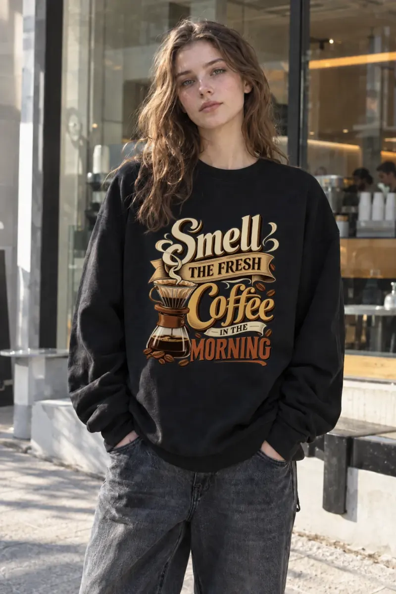 "Fresh Coffee Morning" Heavy Blend Unisex Crewneck Sweatshirt | Gildan 18000