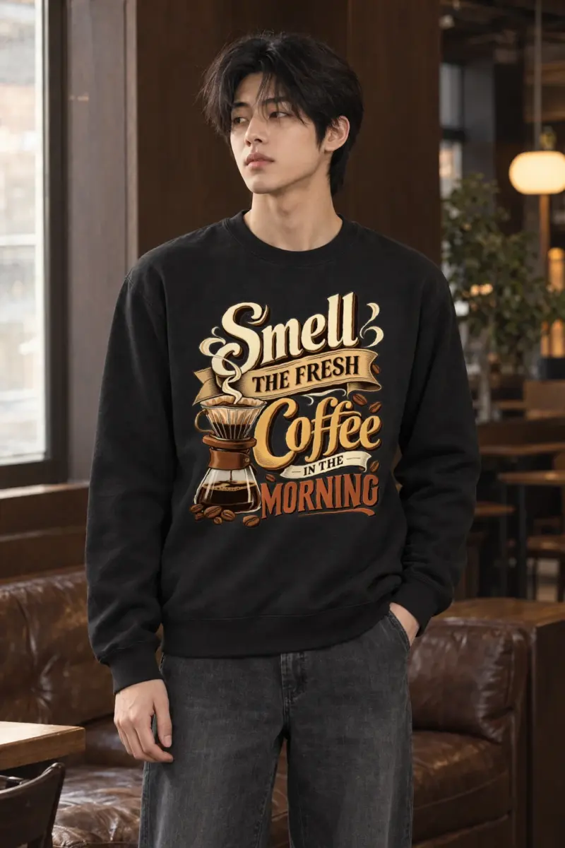 "Fresh Coffee Morning" Heavy Blend Unisex Crewneck Sweatshirt | Gildan 18000
