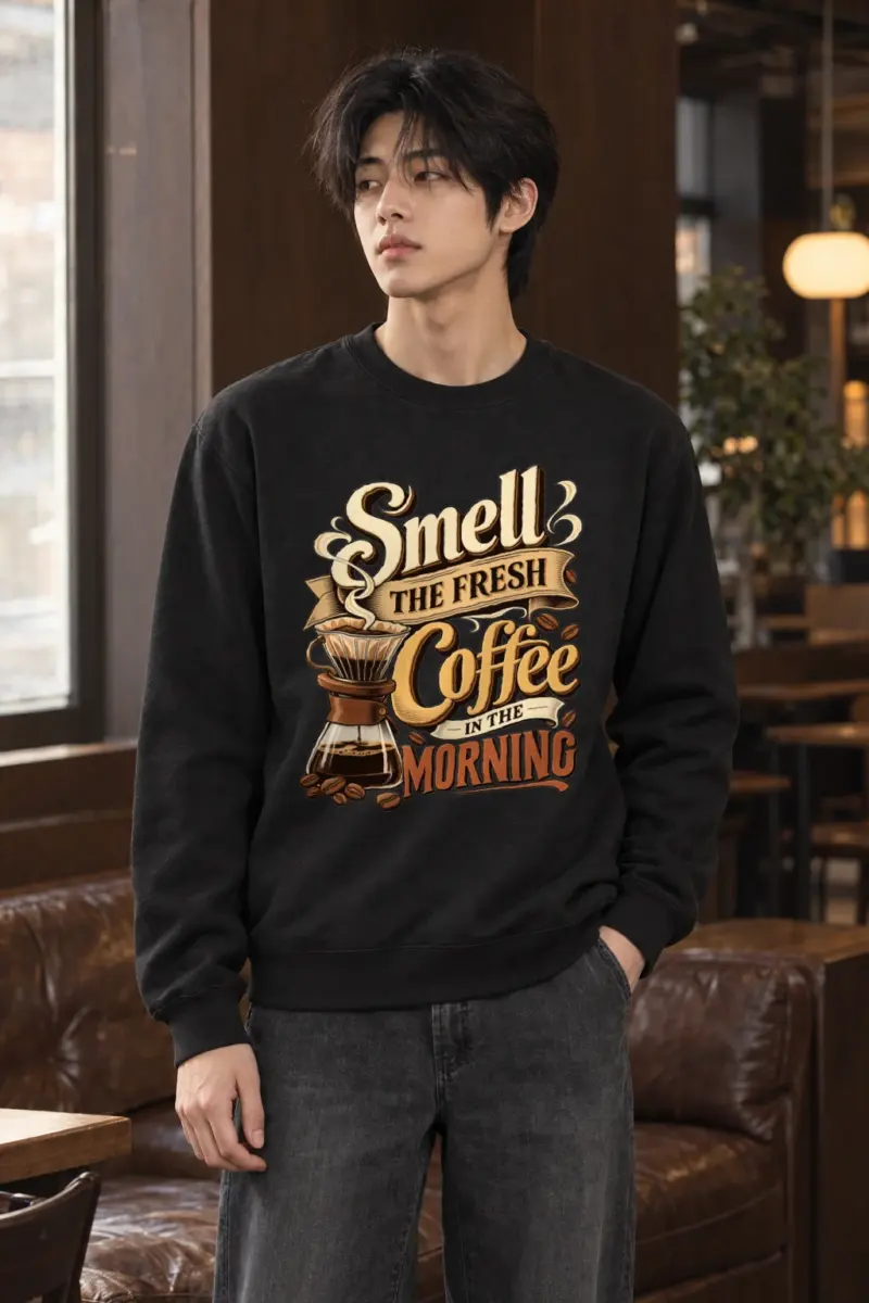 "Fresh Coffee Morning" Heavy Blend Unisex Crewneck Sweatshirt