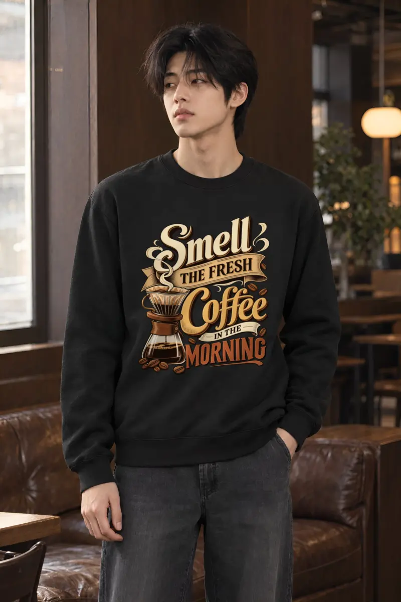"Fresh Coffee Morning" Heavy Blend Unisex Crewneck Sweatshirt