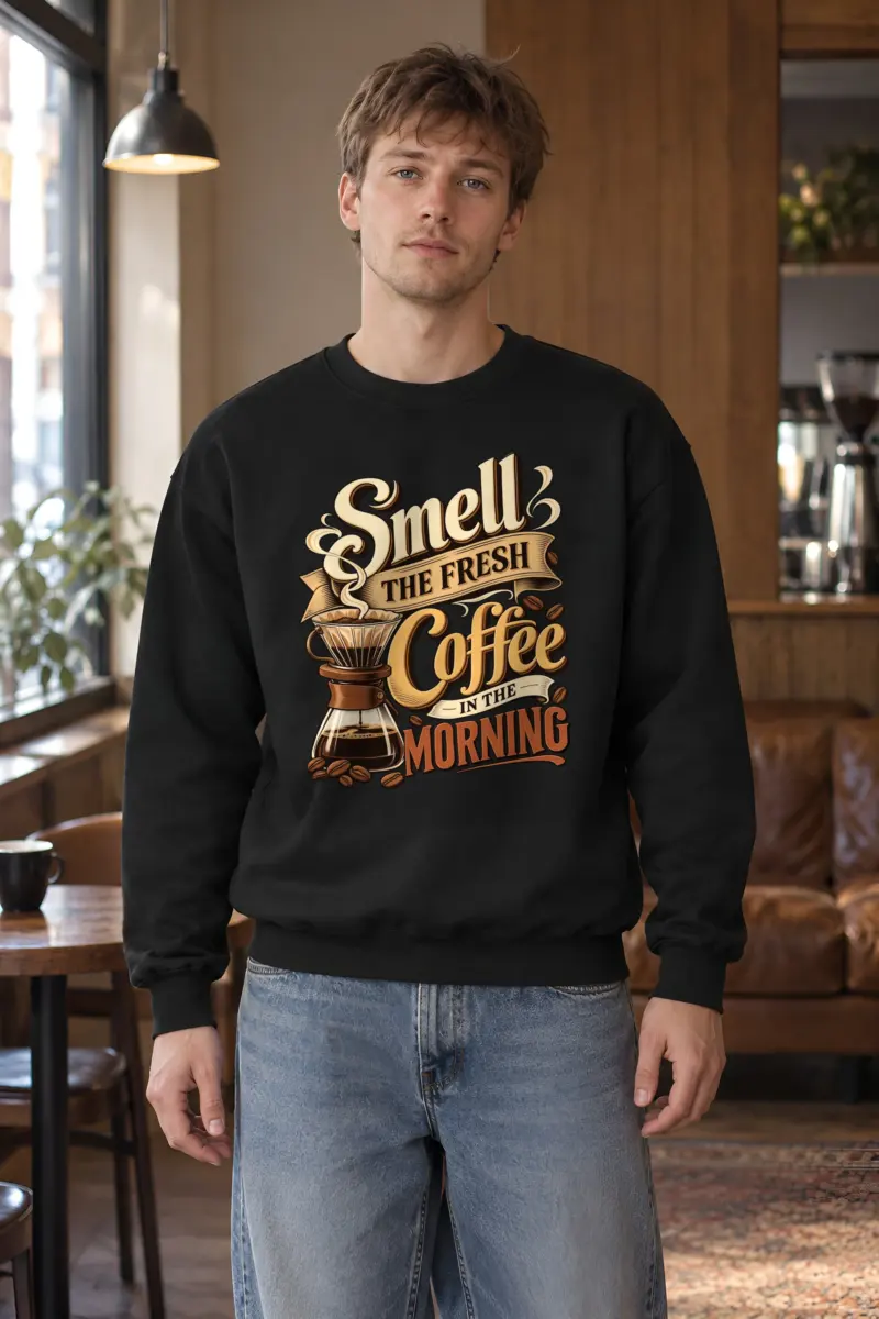 "Fresh Coffee Morning" Heavy Blend Unisex Crewneck Sweatshirt